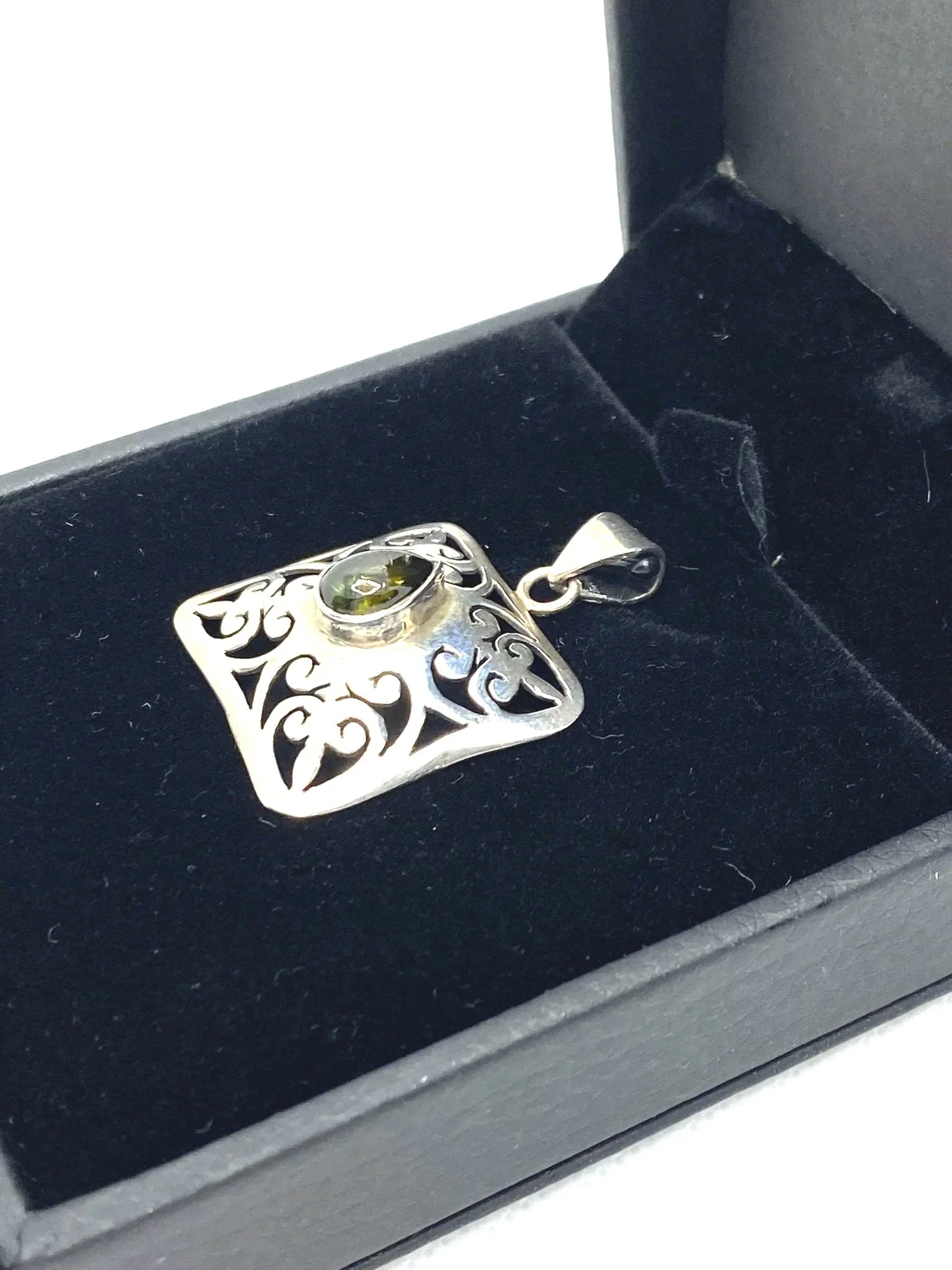 Peridot Filigree Sterling Silver Pendant