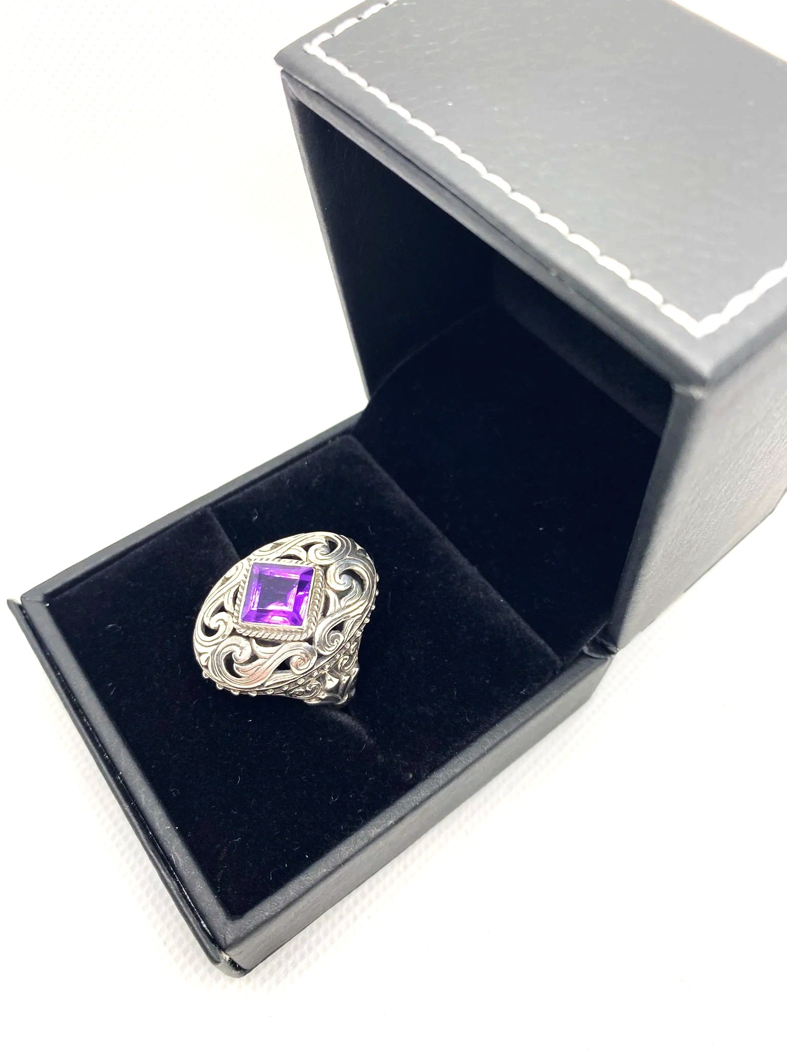 Amethyst Old English (S8.5) Sterling Silver Ring