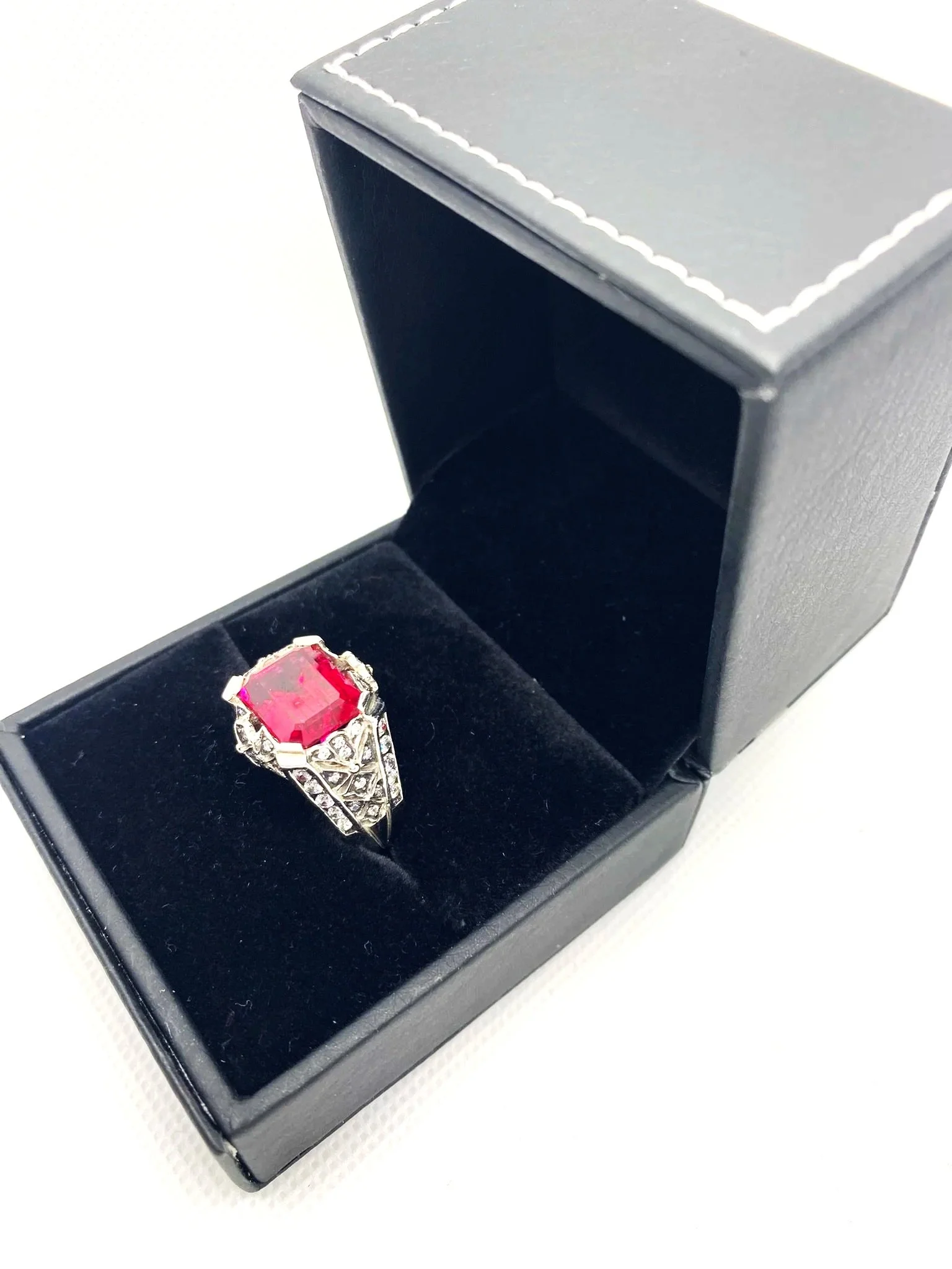 Ruby Baguette Zircon (S8) Sterling Silver Ring