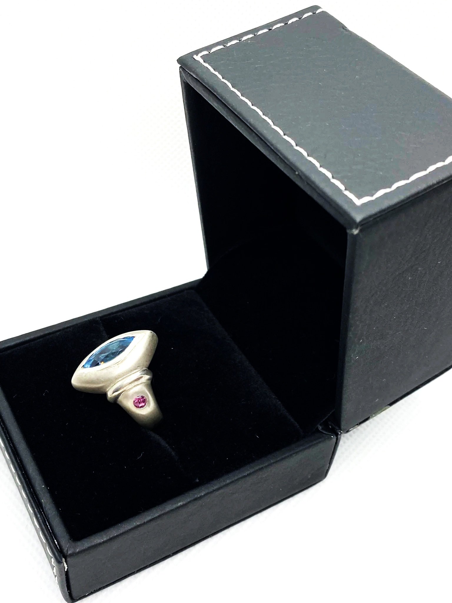 Blue & Pink Topaz Matte (S6) Sterling Silver Ring
