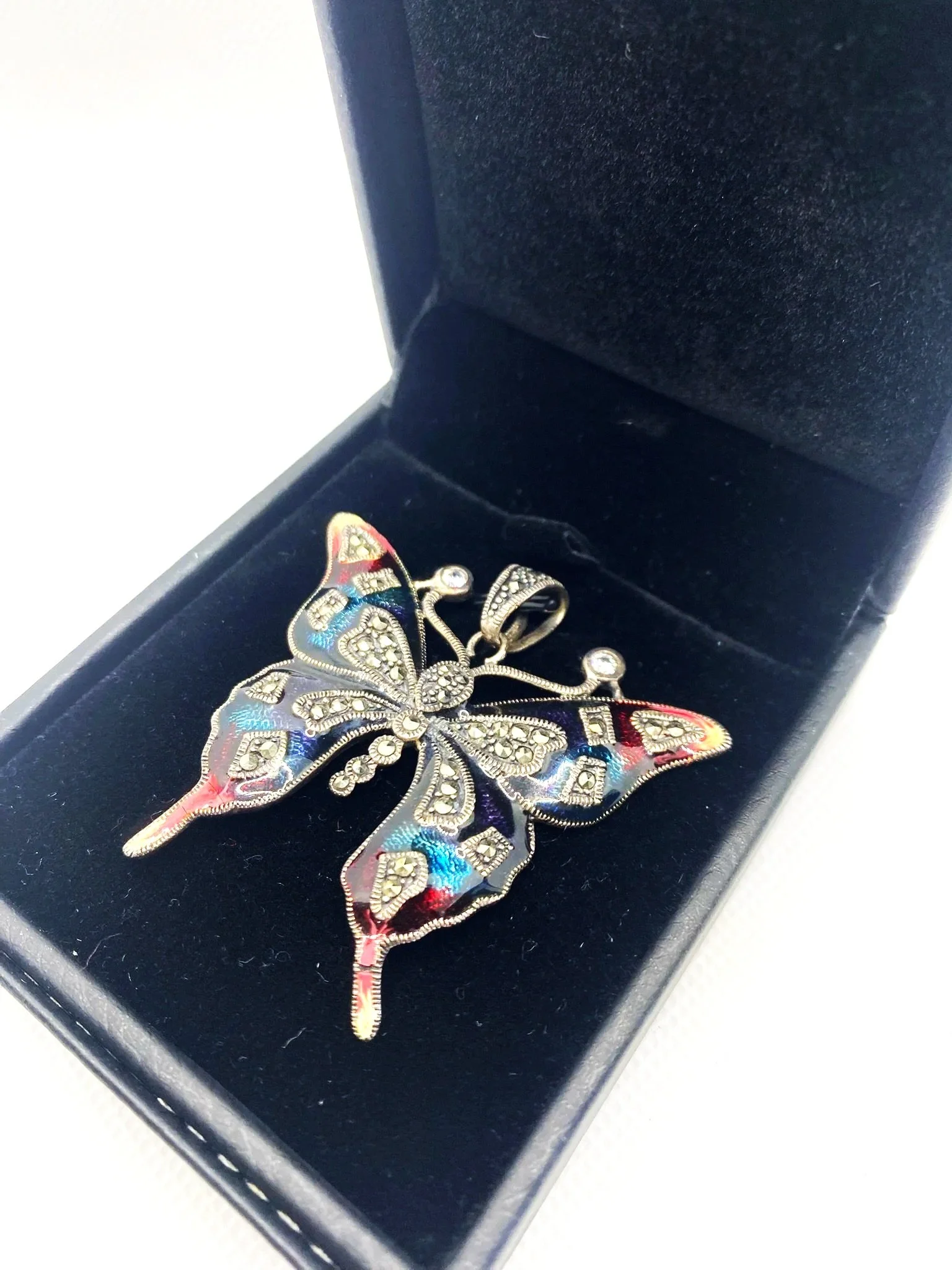 Marcasite Chakra Healing Butterfly Pendant