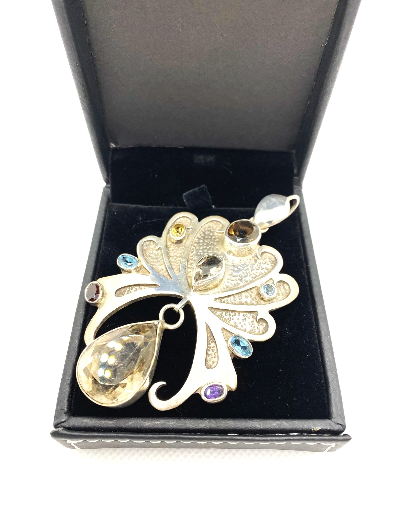 Angel Winged Lemon Quartz &  Gemstone Sterling Silver Pendant