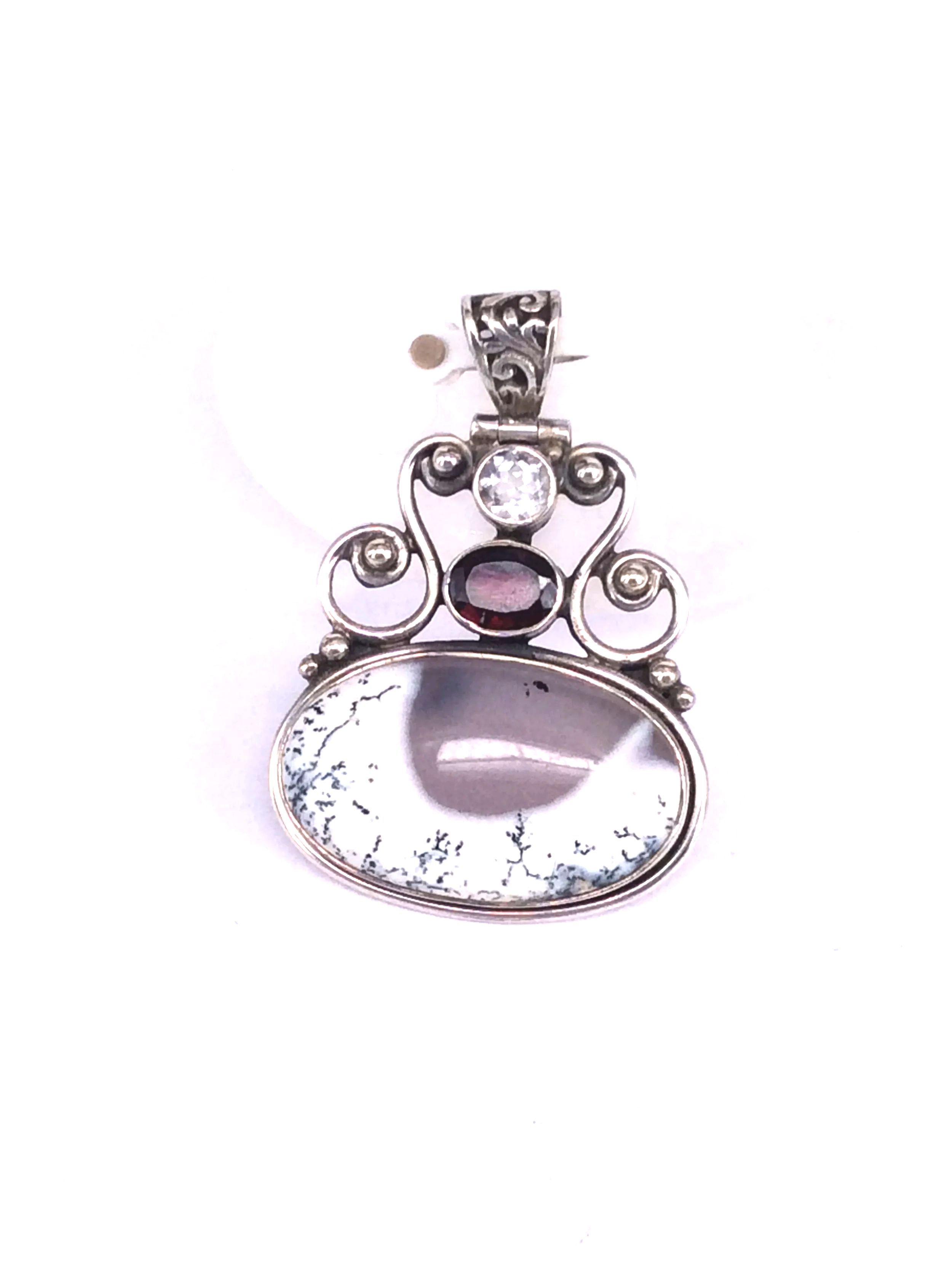 Dendritic Agate with Garnet and Clear Quartz
