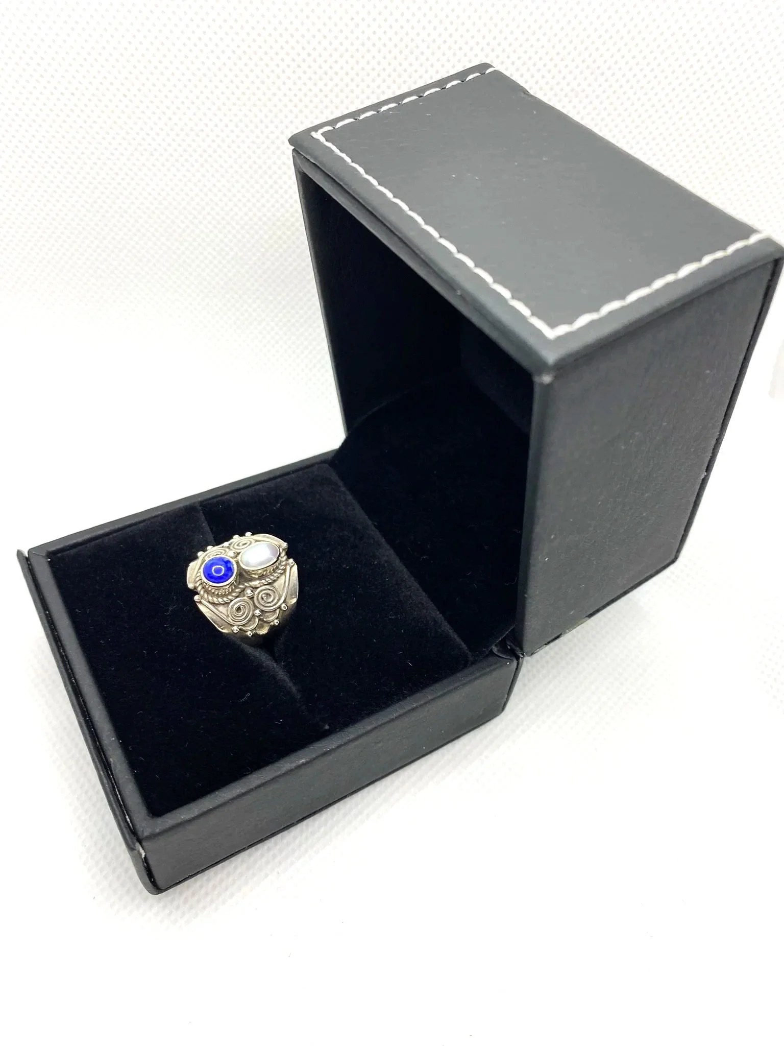 Lapis & Pearl (S6) Sterling Silver Ring
