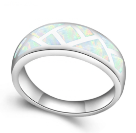Opal Triangles Sterling Silver Ring