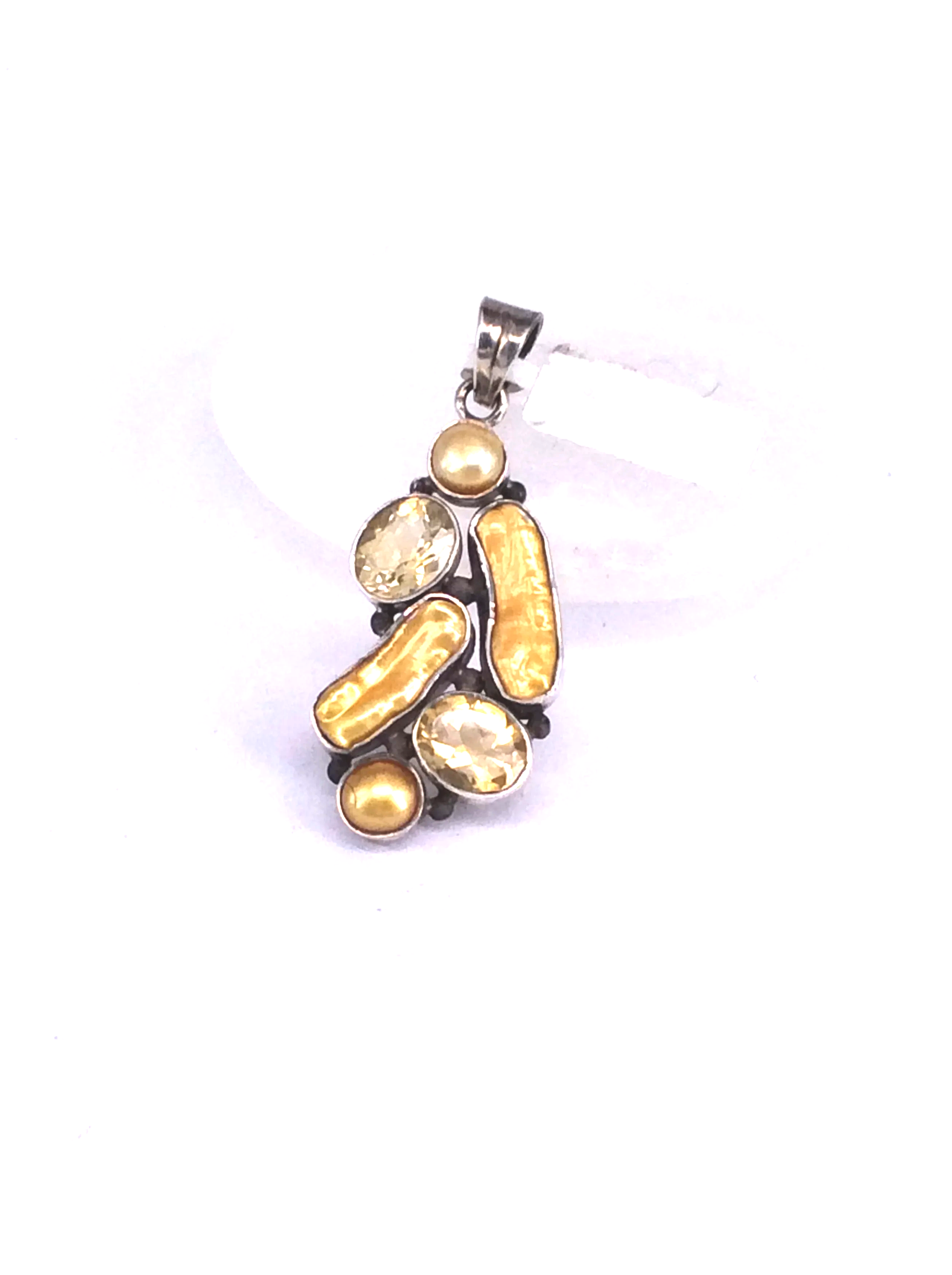 Pearl and Lemon Quartz Pendant