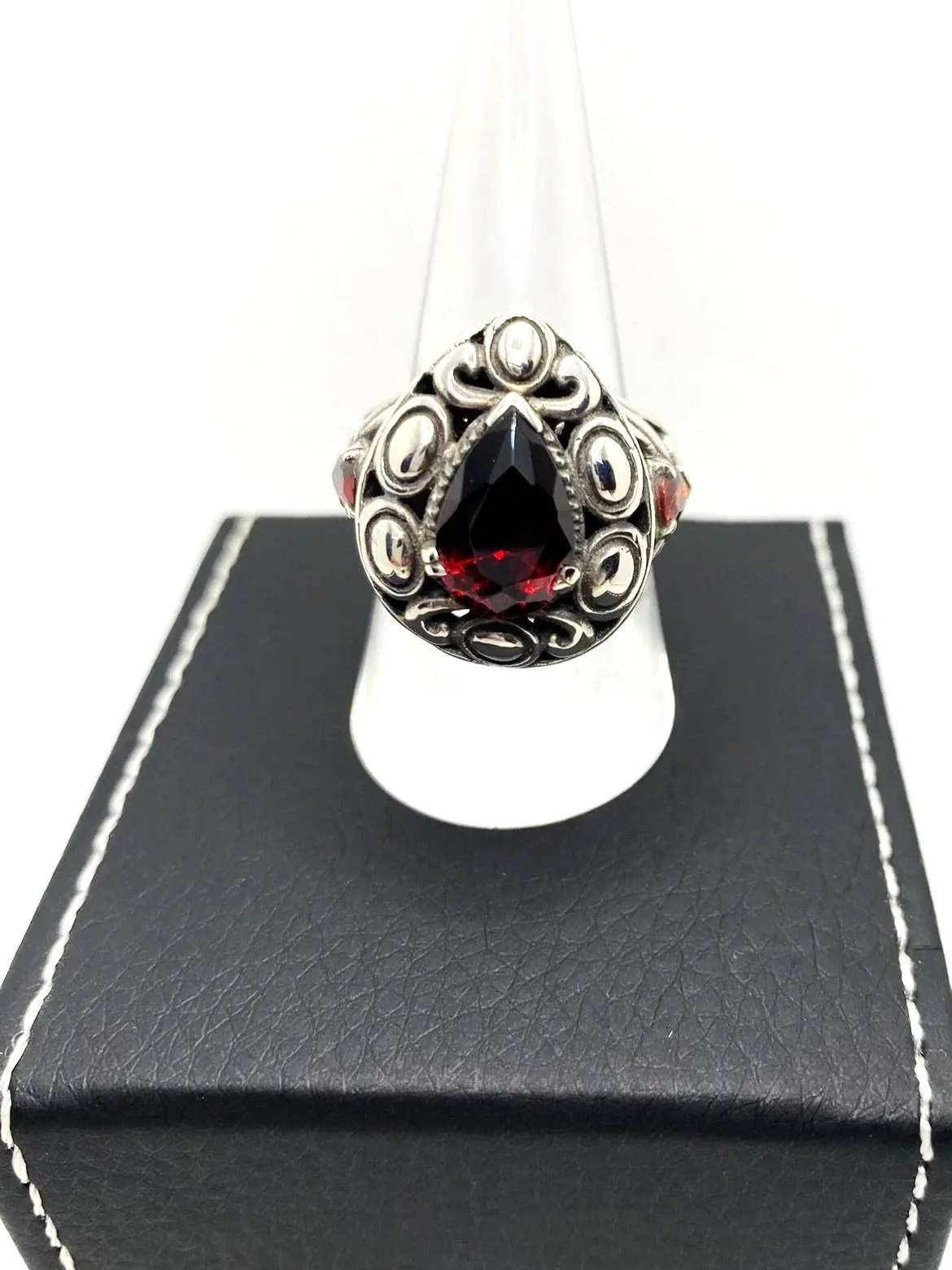 Garnet Old English (8.5) Sterling Silver Ring