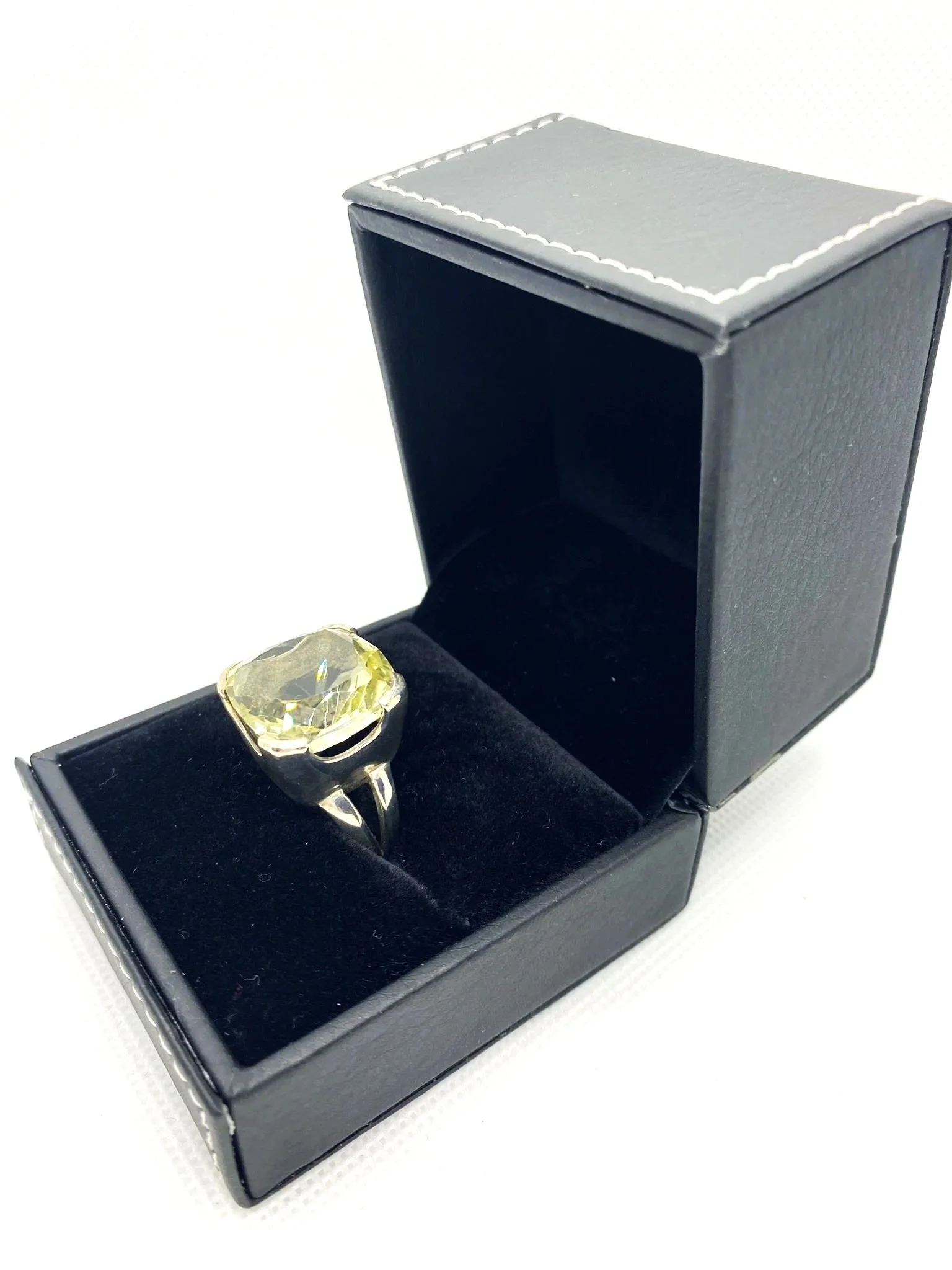 Lemon Quartz Square (S8) Sterling Silver Ring