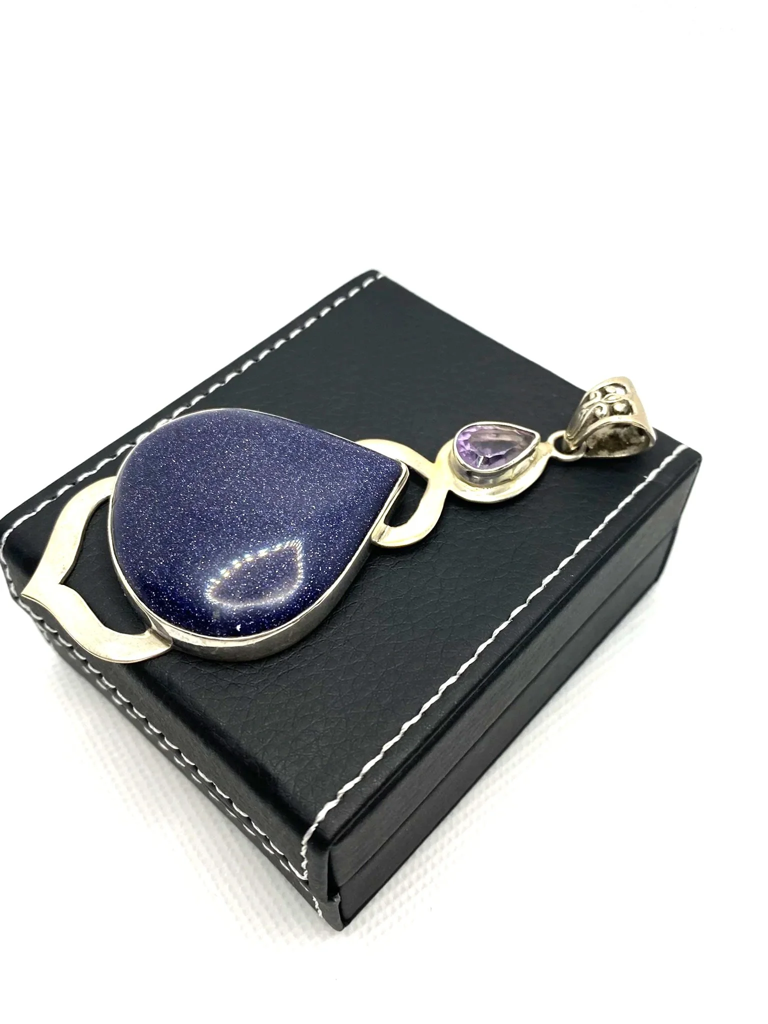 Deep Purple Sunstone Extra Large Pendant with Amethyst