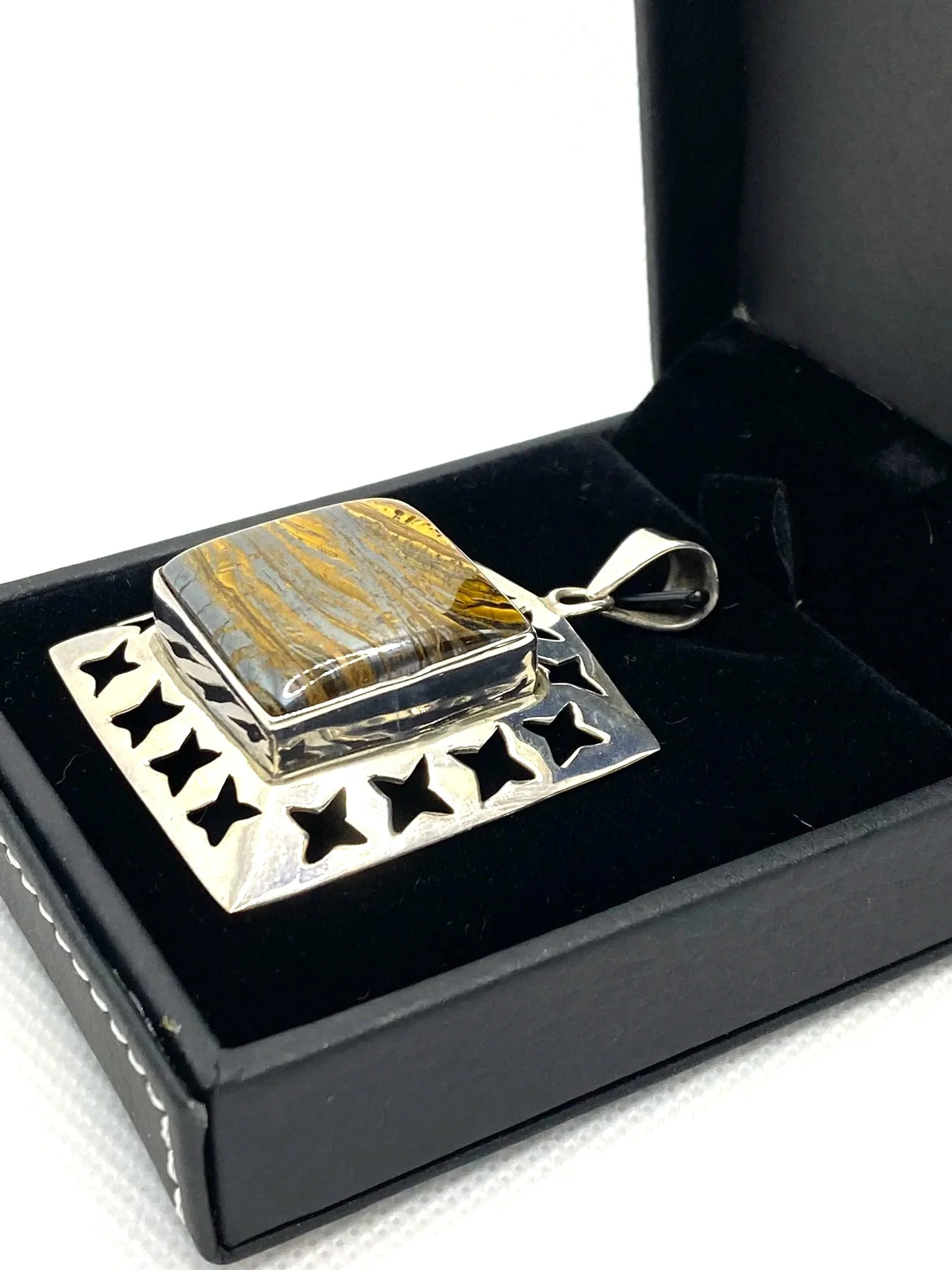 Tiger Iron Sterling Silver Pendant