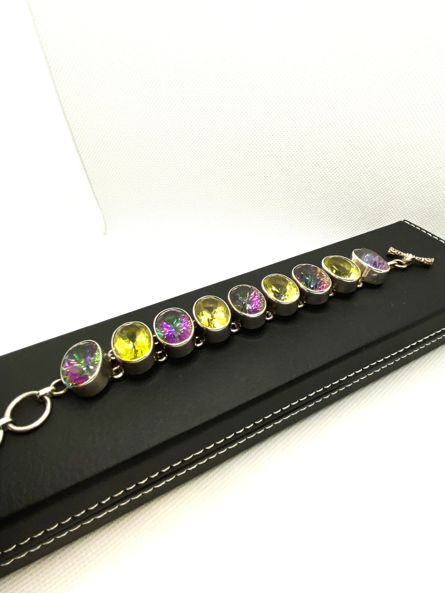 Lemon Quartz & Mystic Topaz Sterling Silver Bracelet