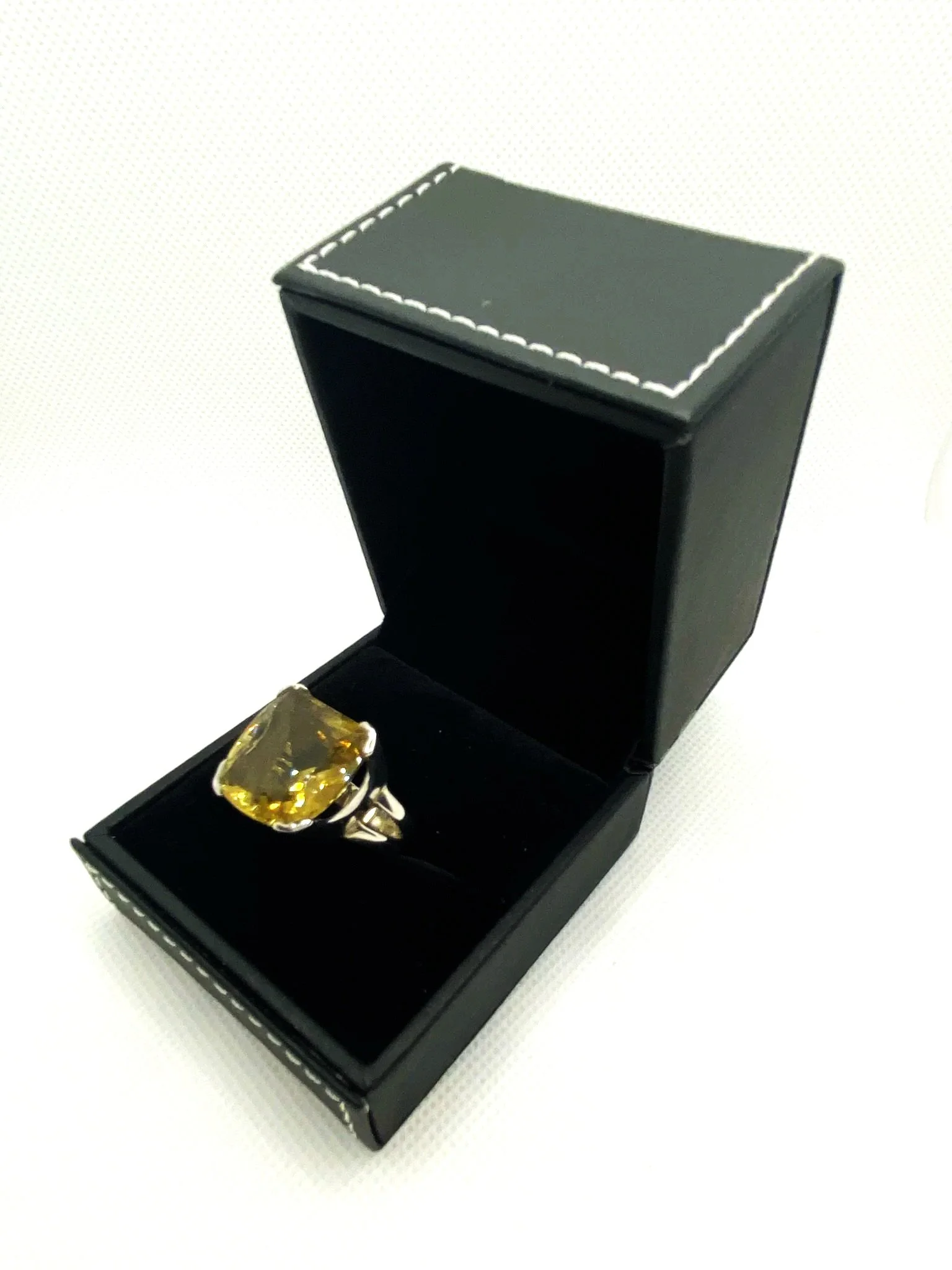 Lemon Quartz Square Faceted (S7) Sterling Silver Ring