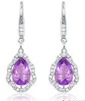 Amethyst Zircon Pear Drop Earrings