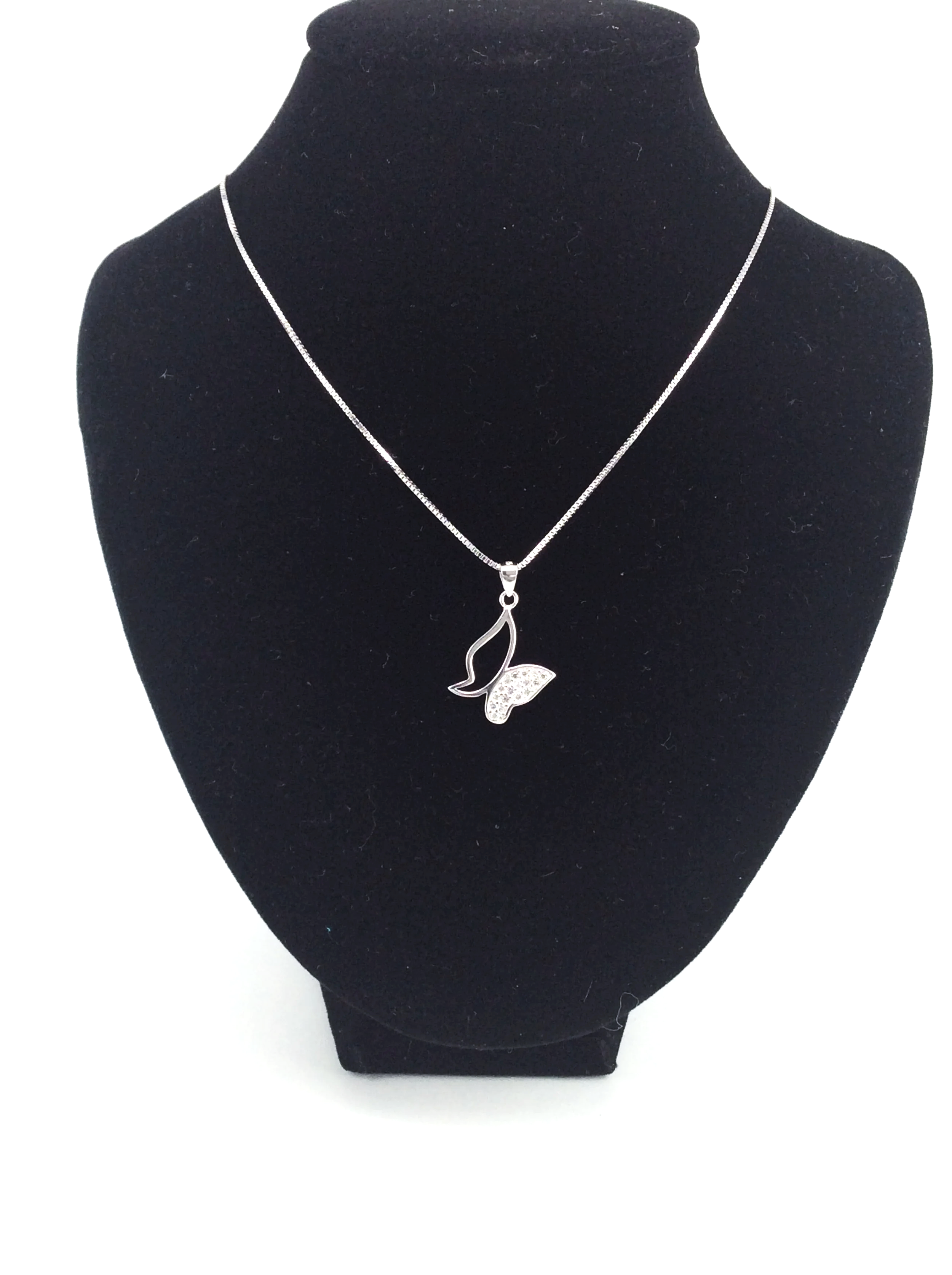Butterfly Zircon Snake Chain Necklace SS