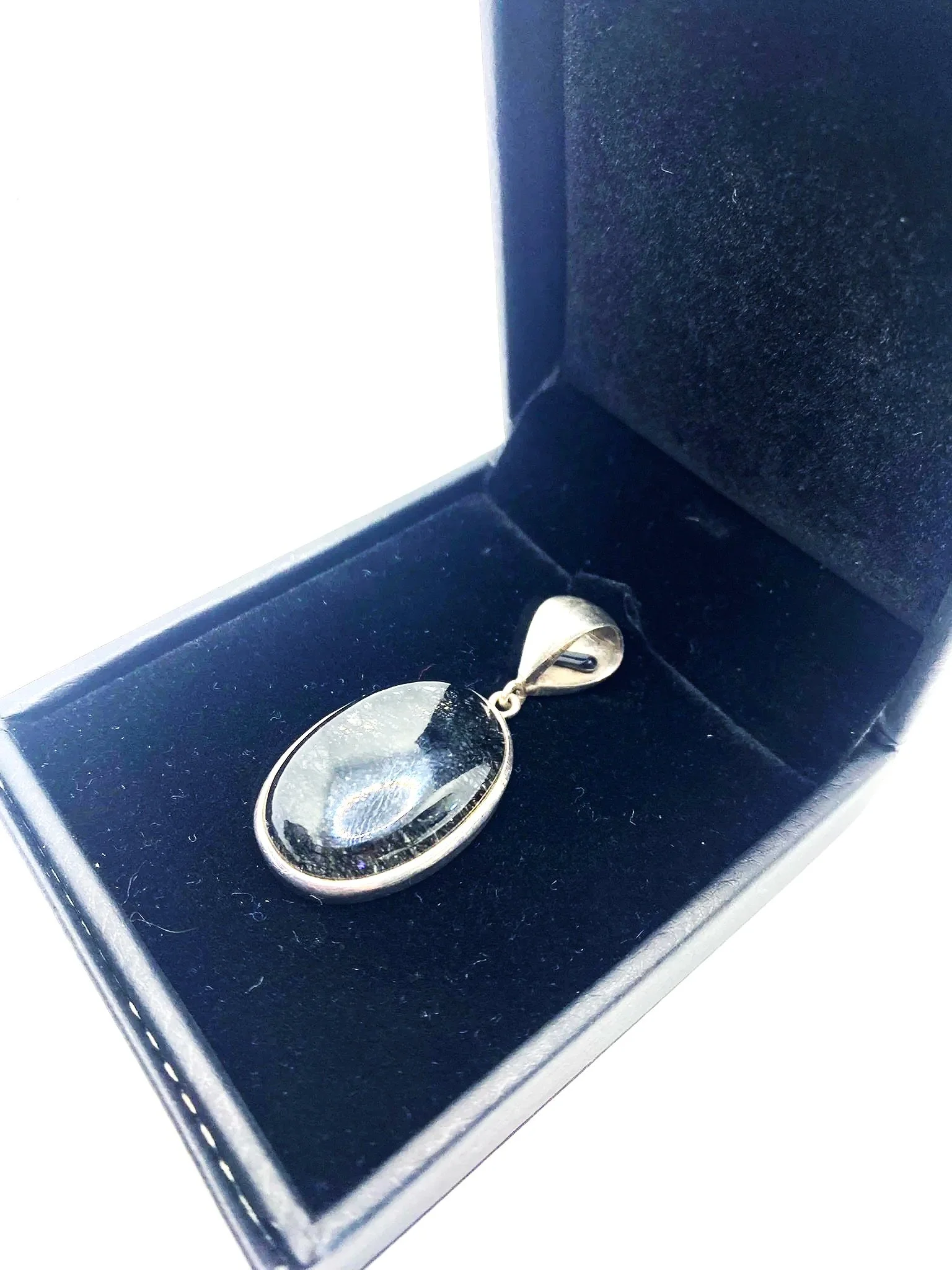 Tourmalinated Quartz Oval Pendant