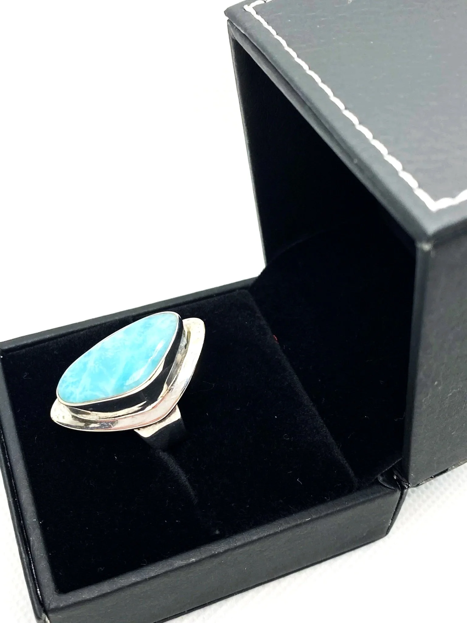 Larimar Wave (S6.5) Sterling Silver Ring