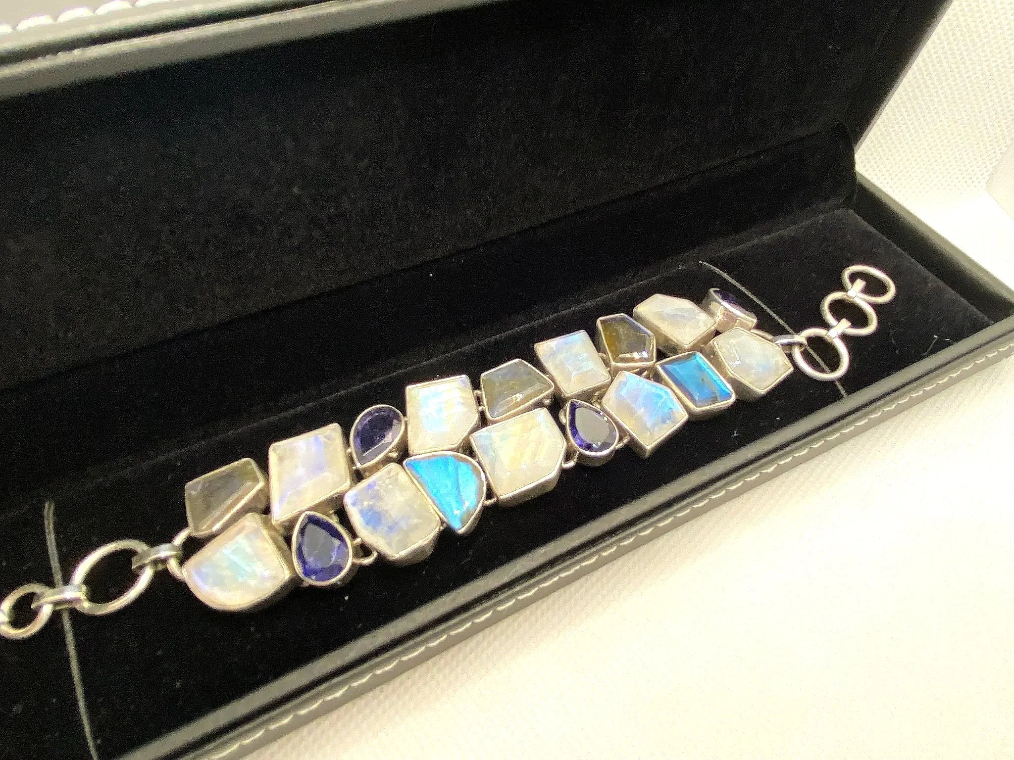 Labradorite, Sapphire & Moonstone Sterling Silver Bracelet