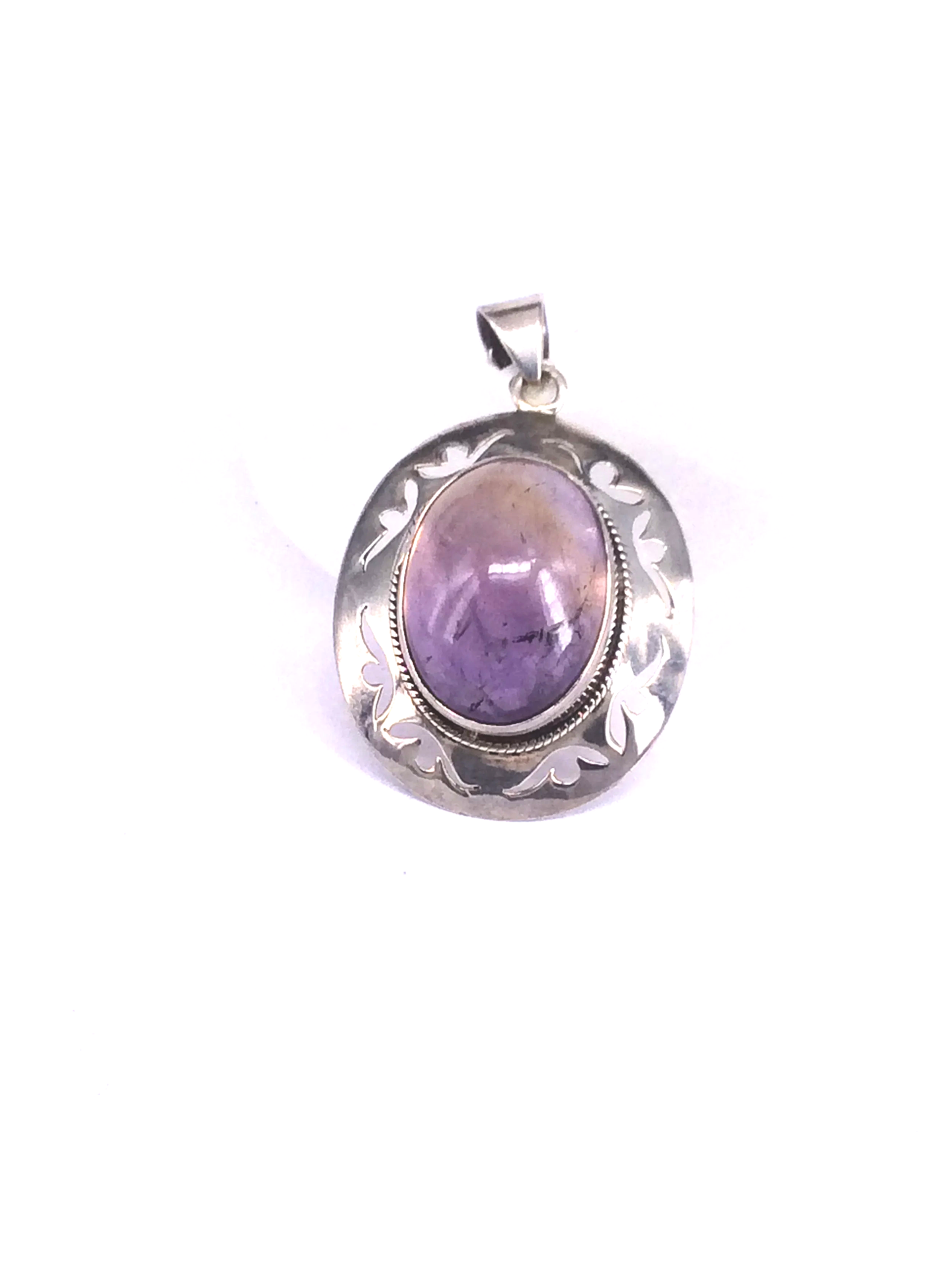 Amethyst Large Oval Sterling Silver Pendant