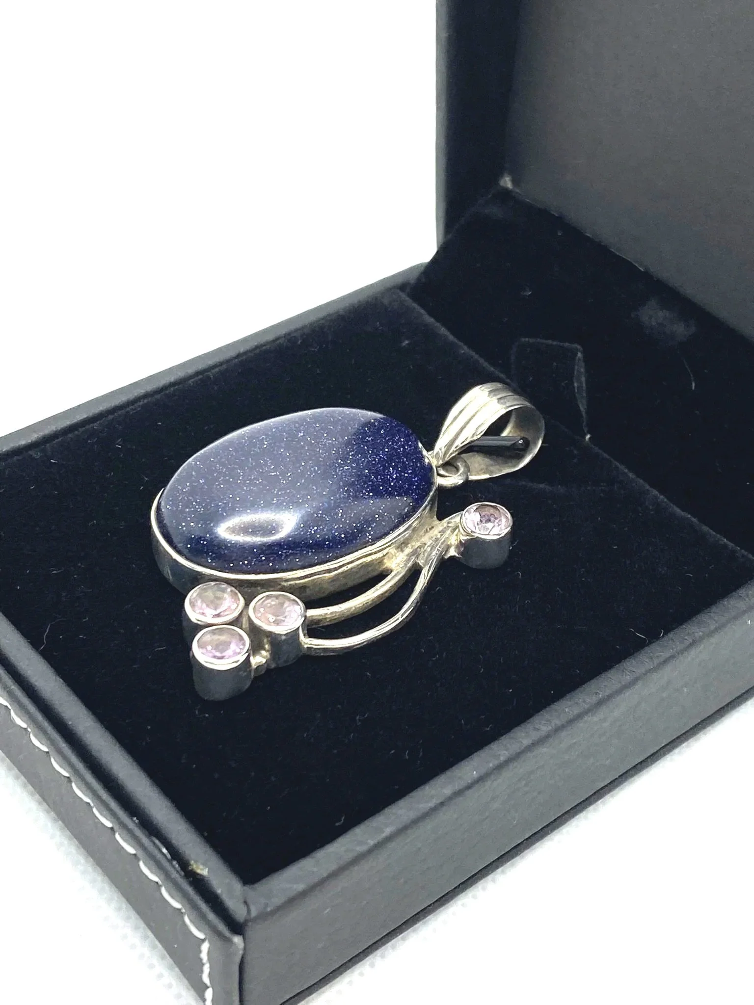 Purple Sunstone with Rose Quartz Sterling Silver Pendant