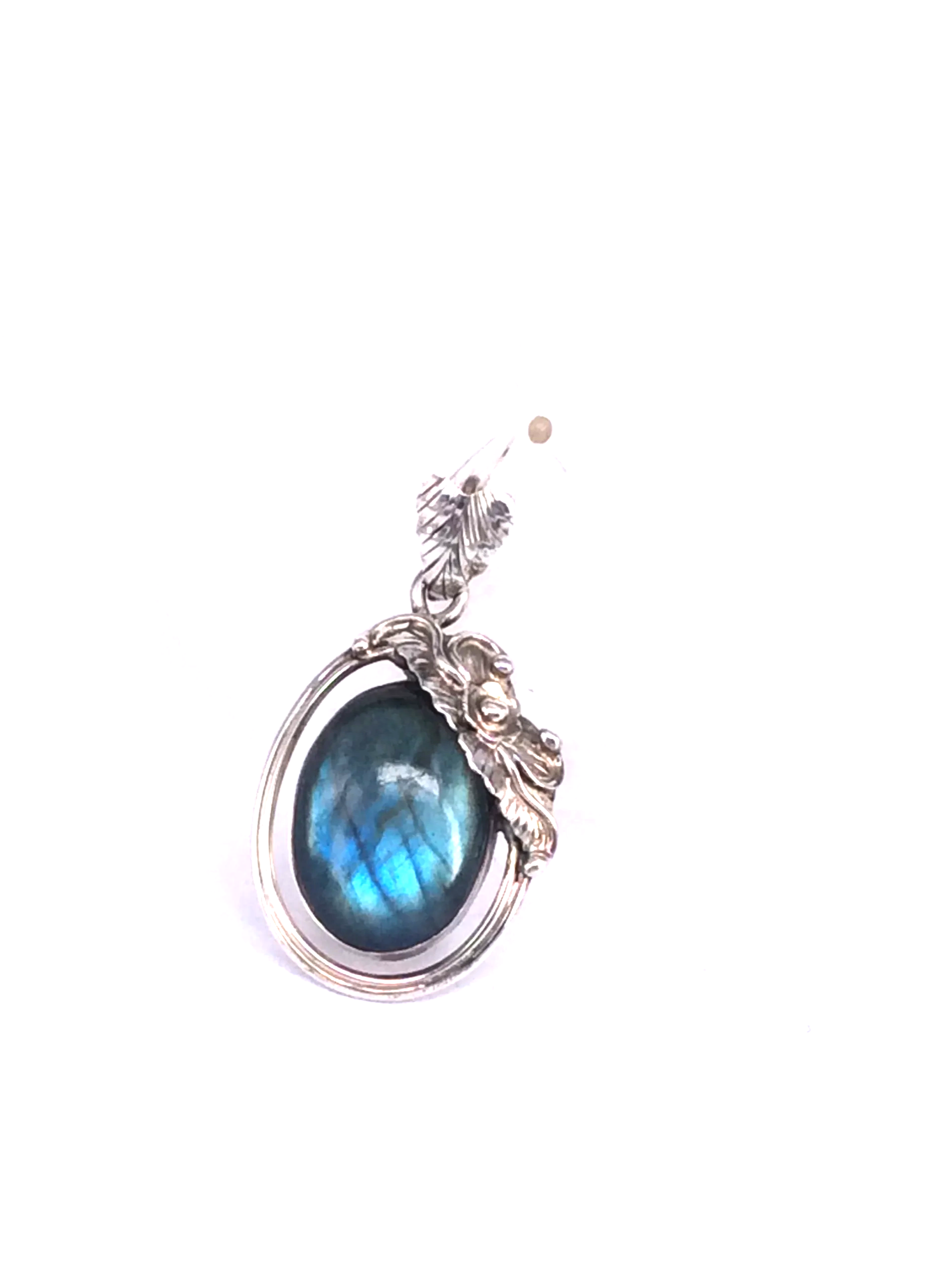 Leaf Held Labradorite Pendant Sterling Silver