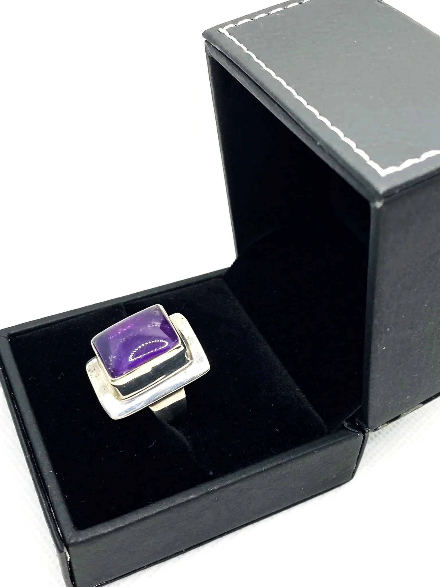 Amethyst Bold Square (S6) Bordered with Sterling Silver