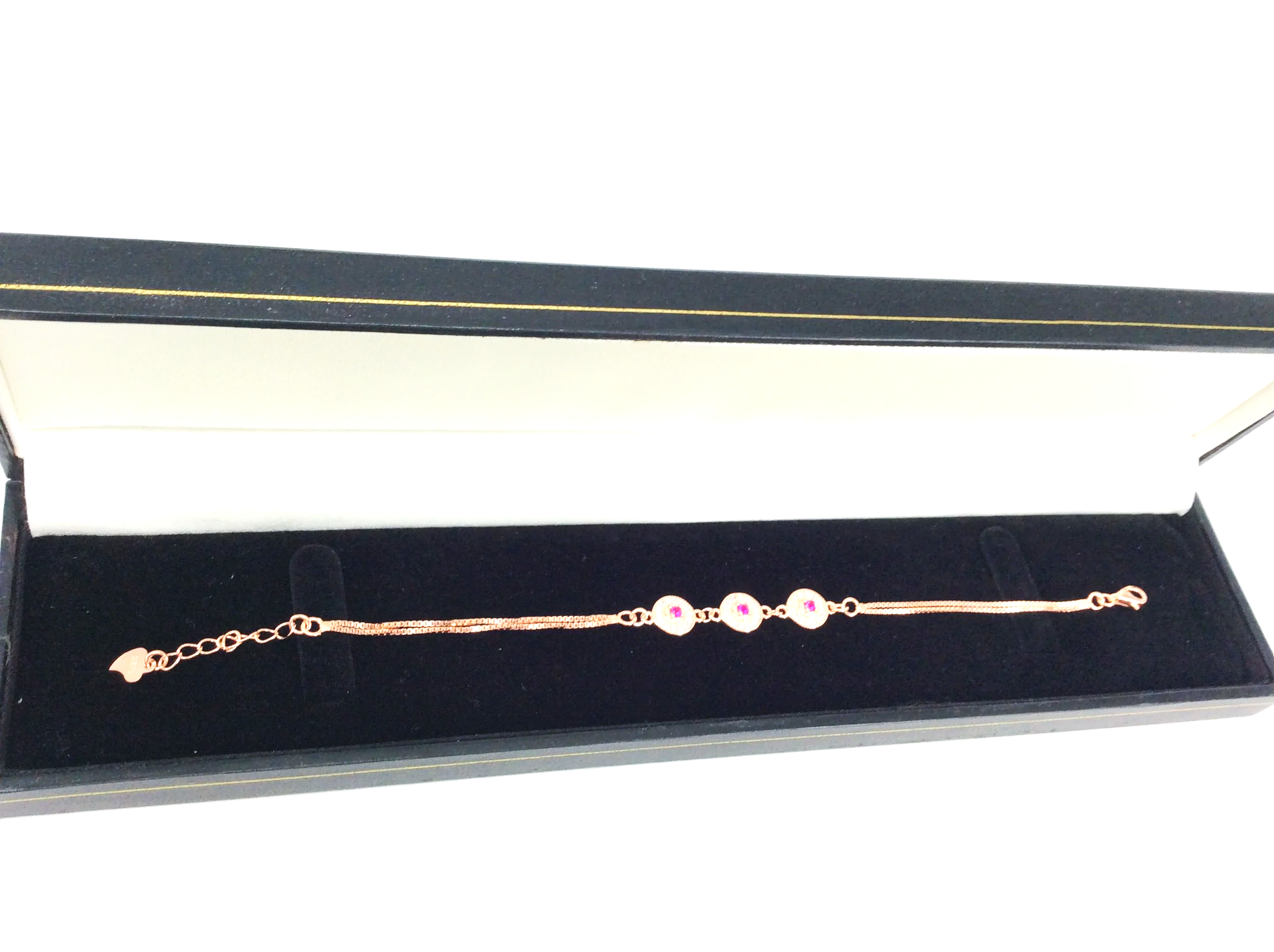 Rose Gold Ruby & Zircon Bracelet