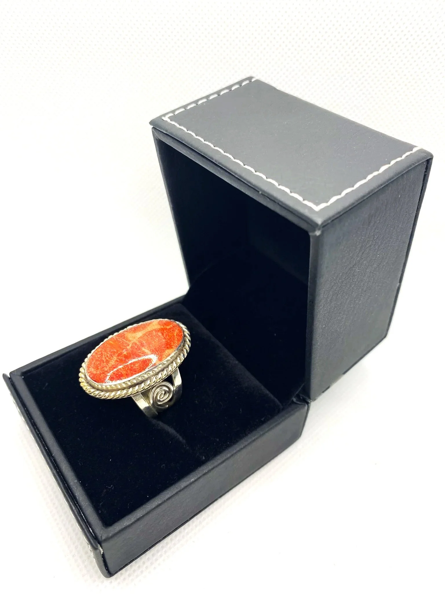 Red Coral (S8) Sterling Silver Ring