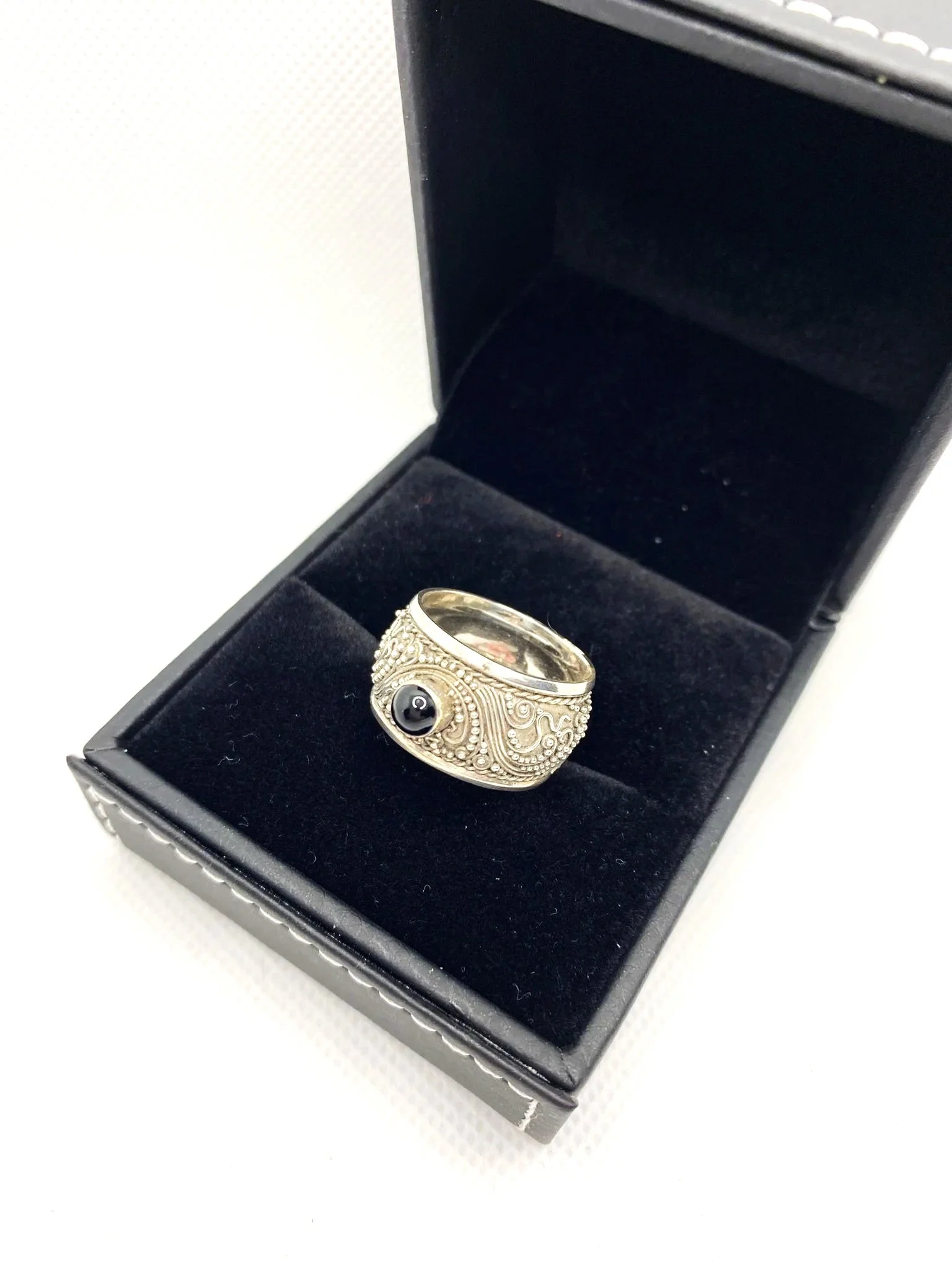 Onyx Band (S7) Sterling Silver Ring