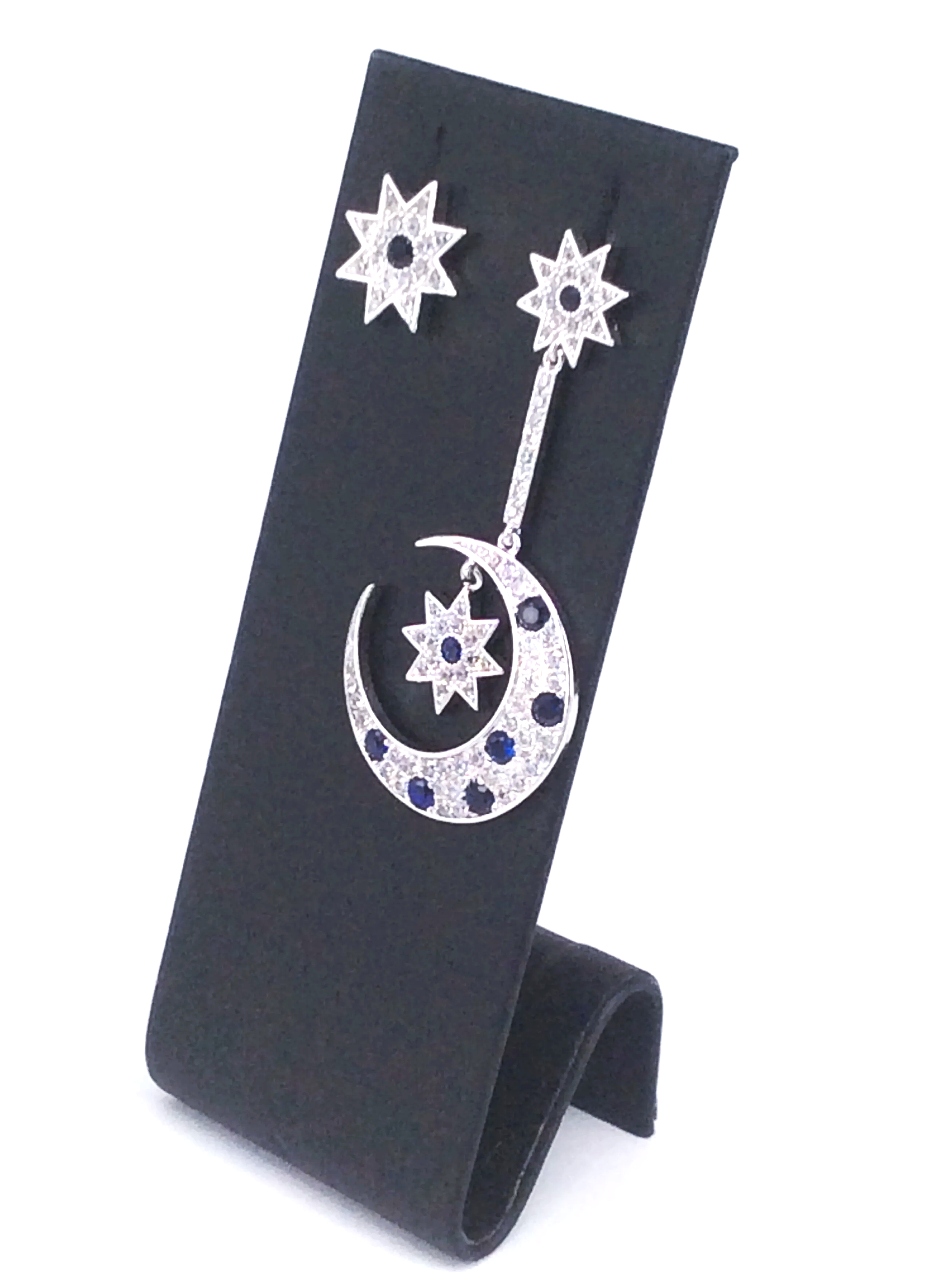 Moon & Star Topaz with Zircon Stud Earrings
