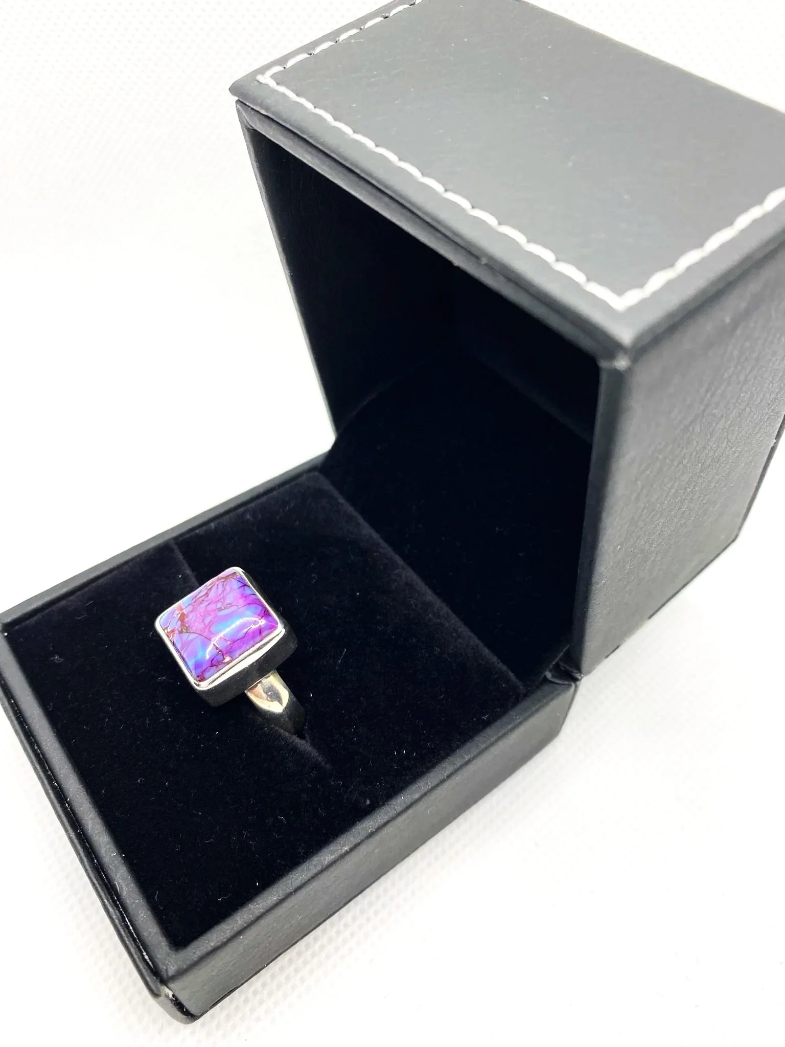 Mojave Turquoise Square (S7) Sterling Silver Ring