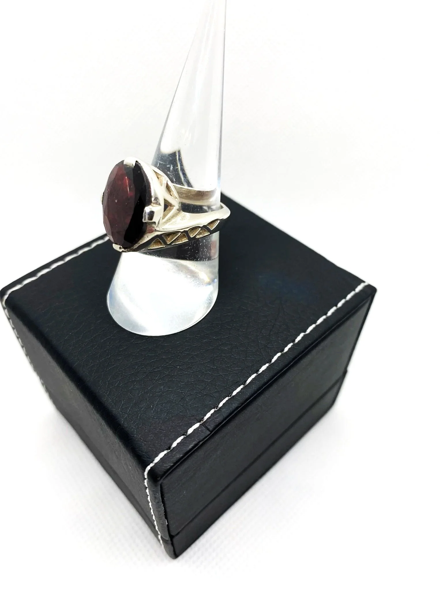 Garnet Faceted (S7) Sterling Silver Ring