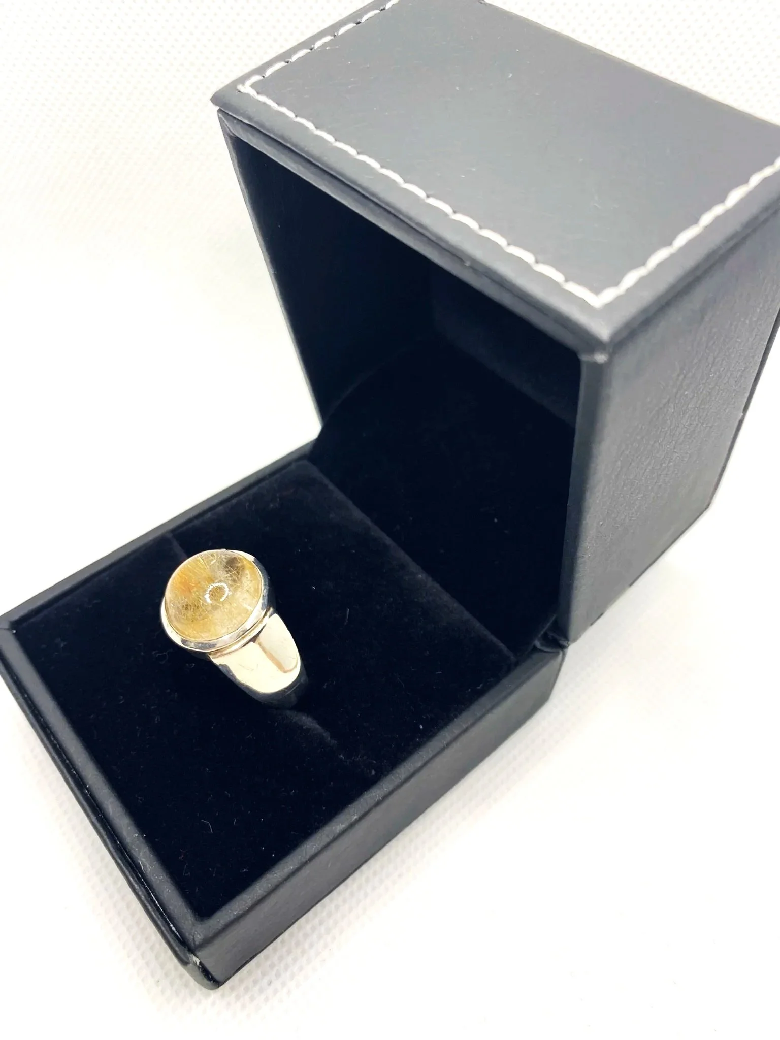 Rutilated Quartz Drop (S7.5) Sterling Silver Ring