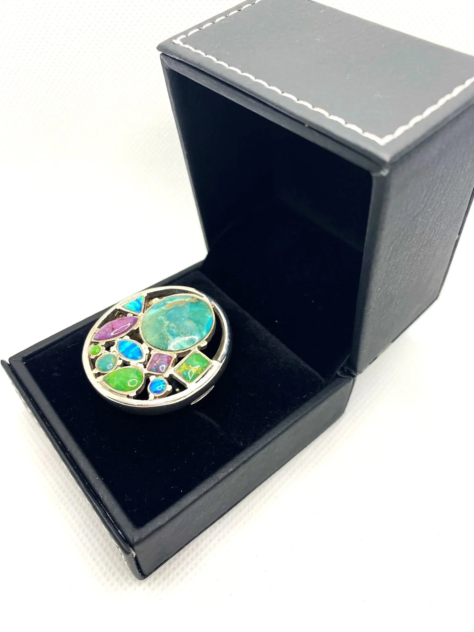 Turquoise, Mojave & Opal Worldly (S7.5) Sterling Silver Ring
