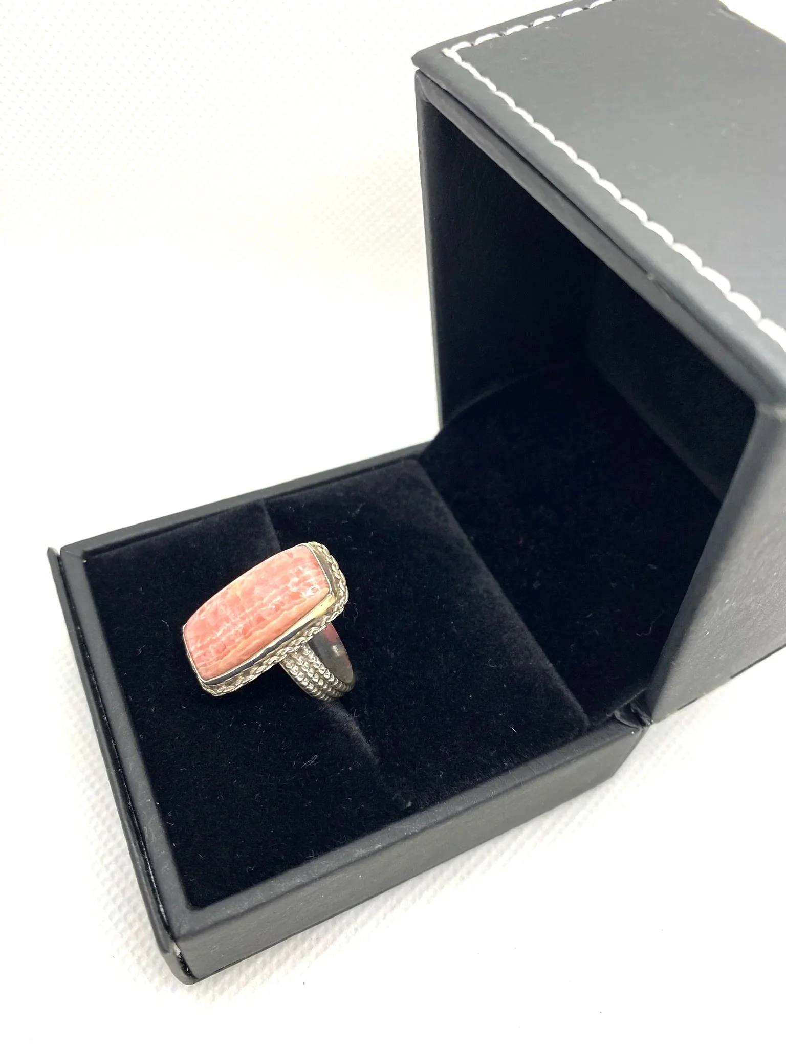 Rhodocrosite Rectangle (S6) Sterling Silver Ring