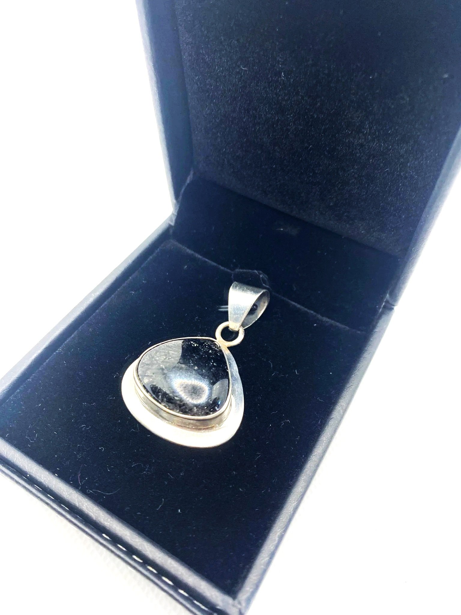 Tourmalinated Quartz Triangle Pendant