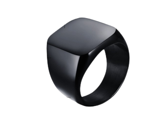 Men's Stainless Steel Black Ring (18mm square)