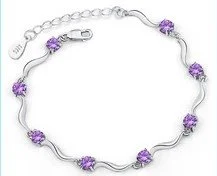 Amethyst Faceted Sterling Silver Bracelet