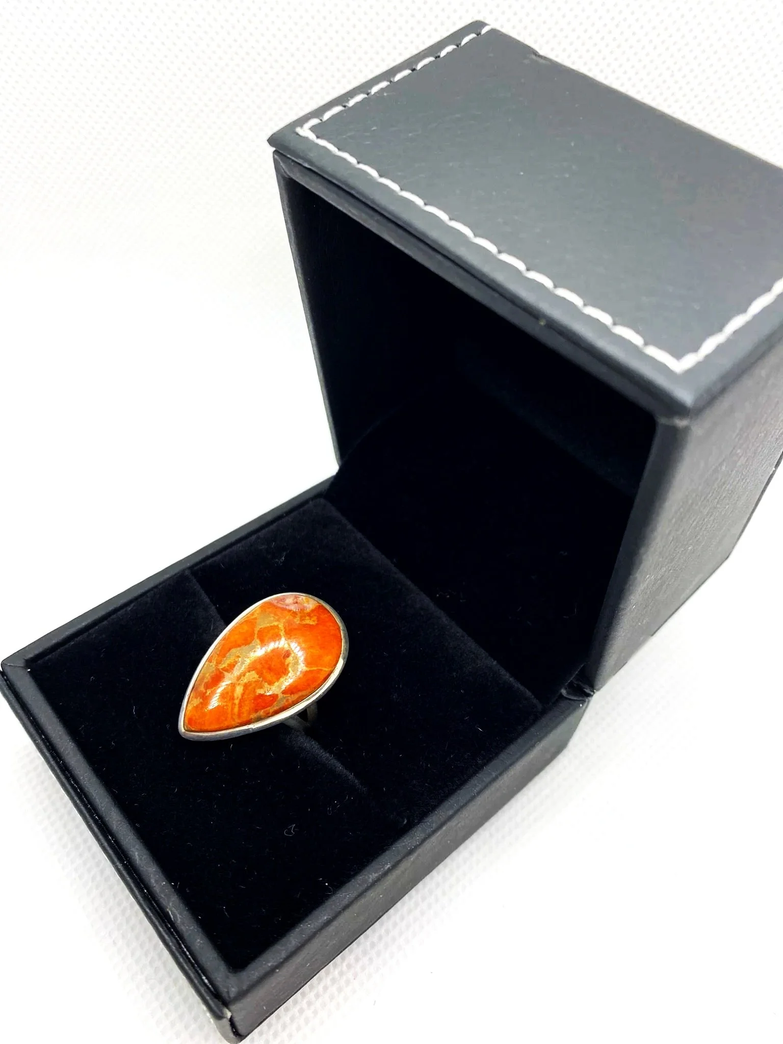 Red Coral Sterling Silver Ring (S6)
