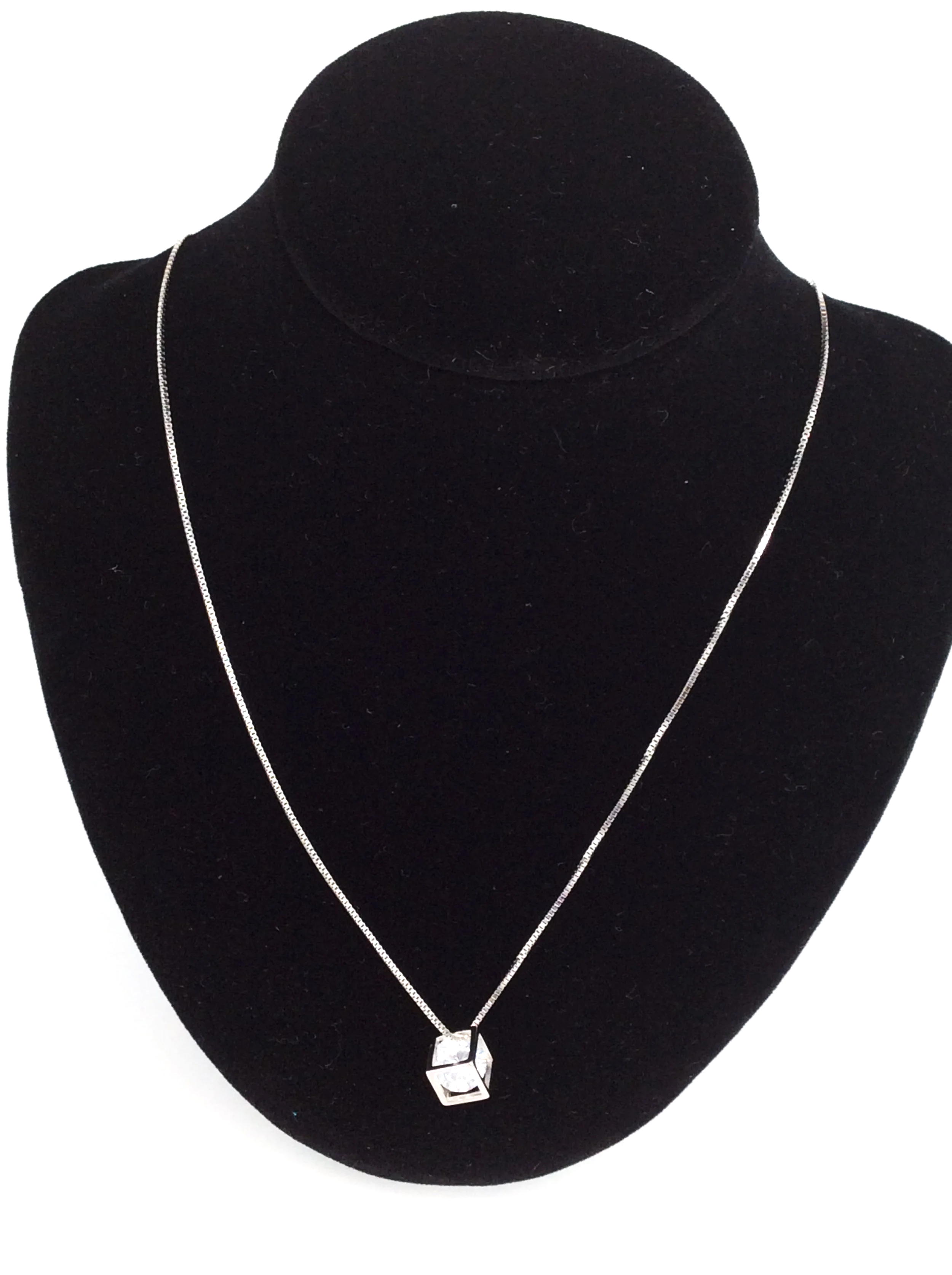 Cubed Zircon Snake Chain Necklace SS