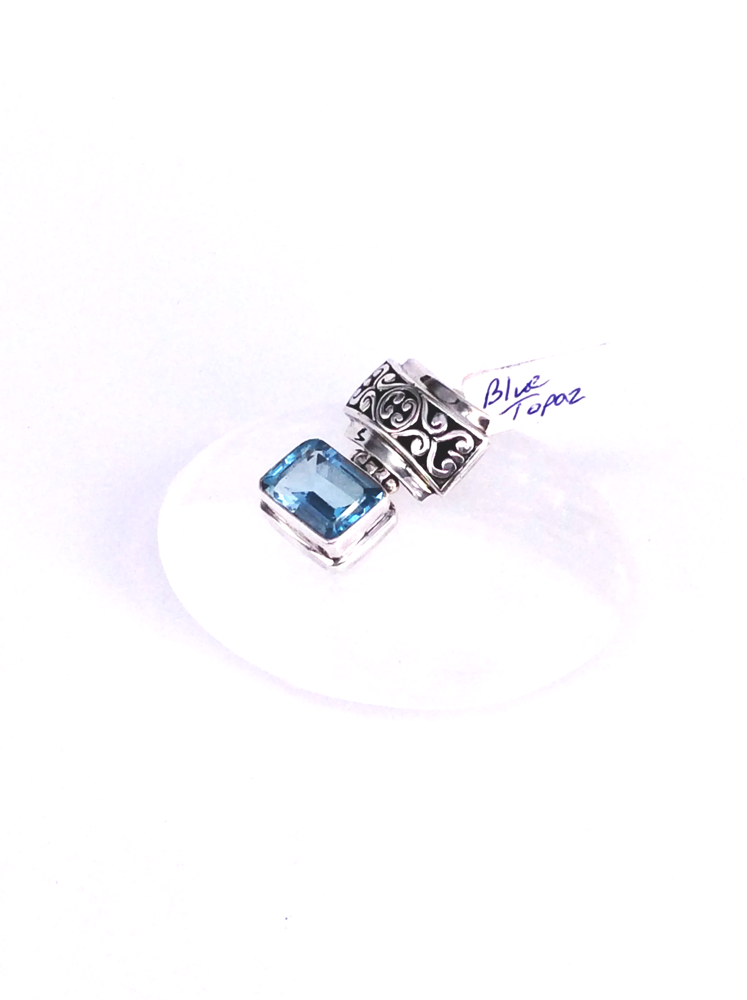 Blue Topaz Filigree Sterling Silver Pendant