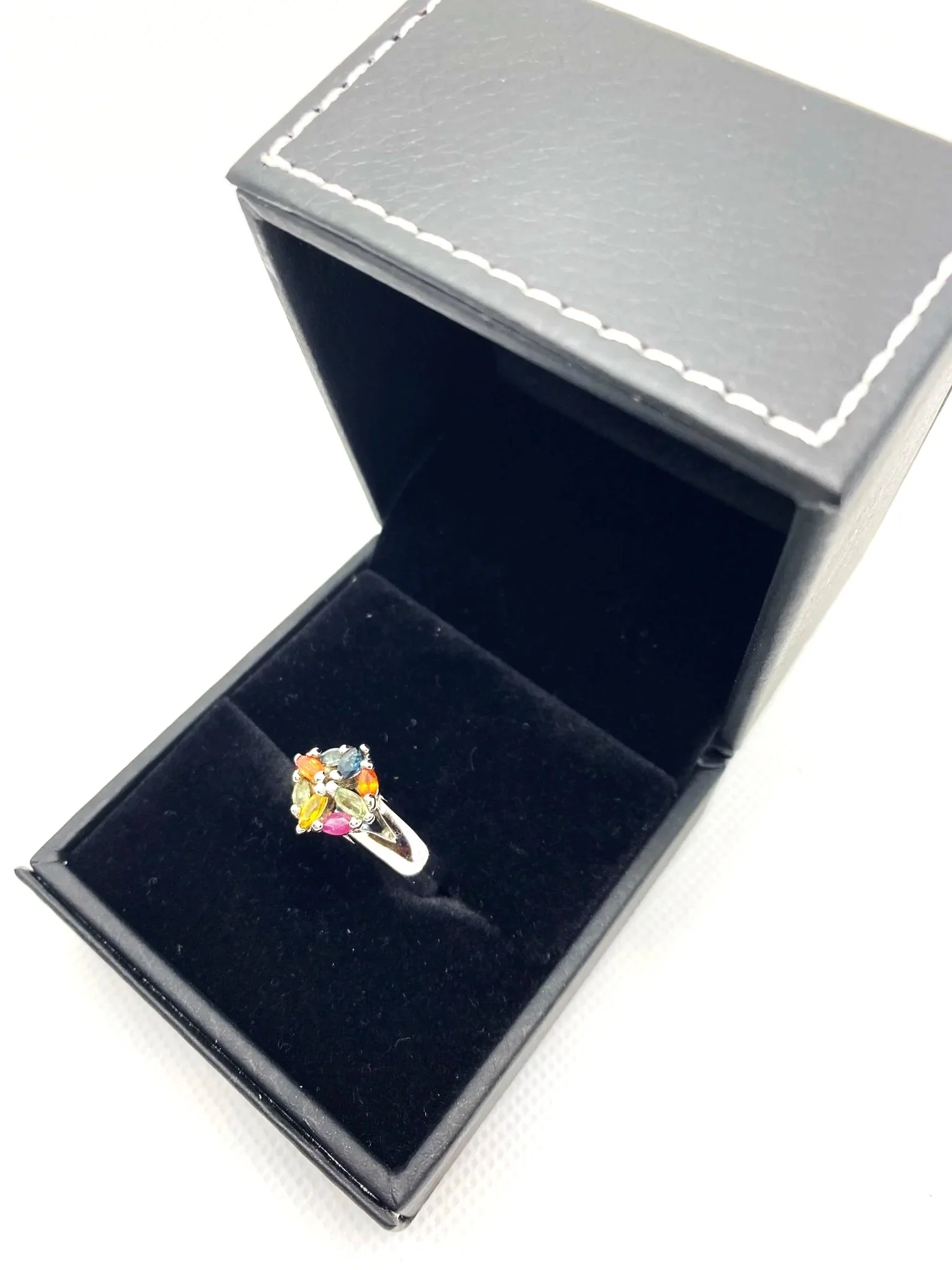 Sapphire Flower (S9) Sterling Silver Ring