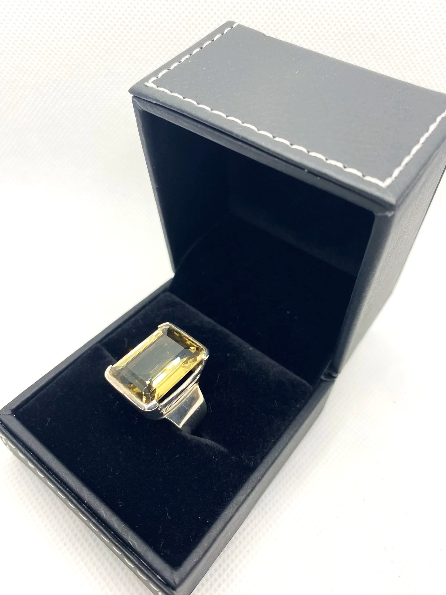Lemon Quartz Baguette (S7.5) Sterling Silver Ring