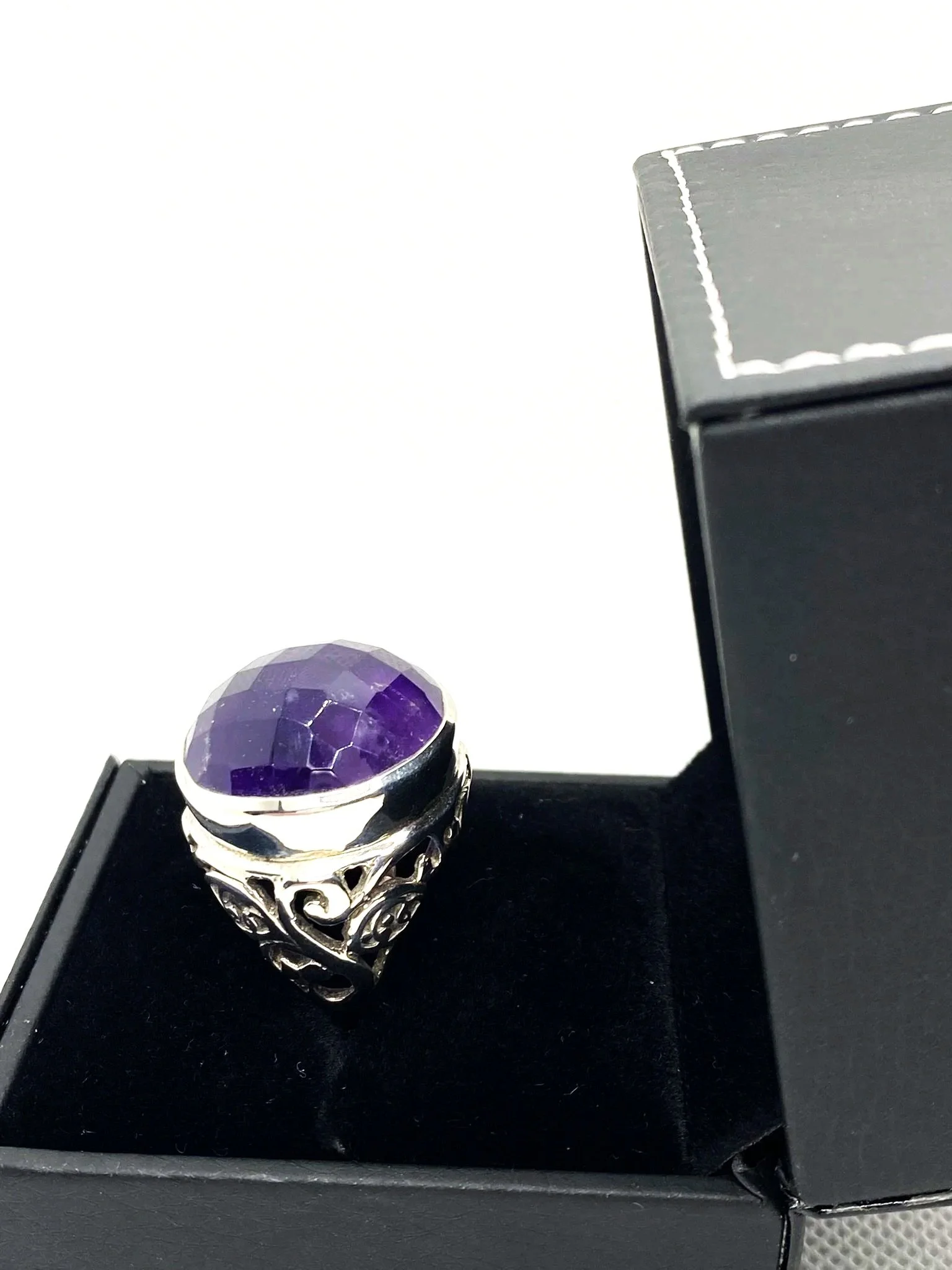 Faceted GIANT Amethyst (S11) Sterling Silver Ring