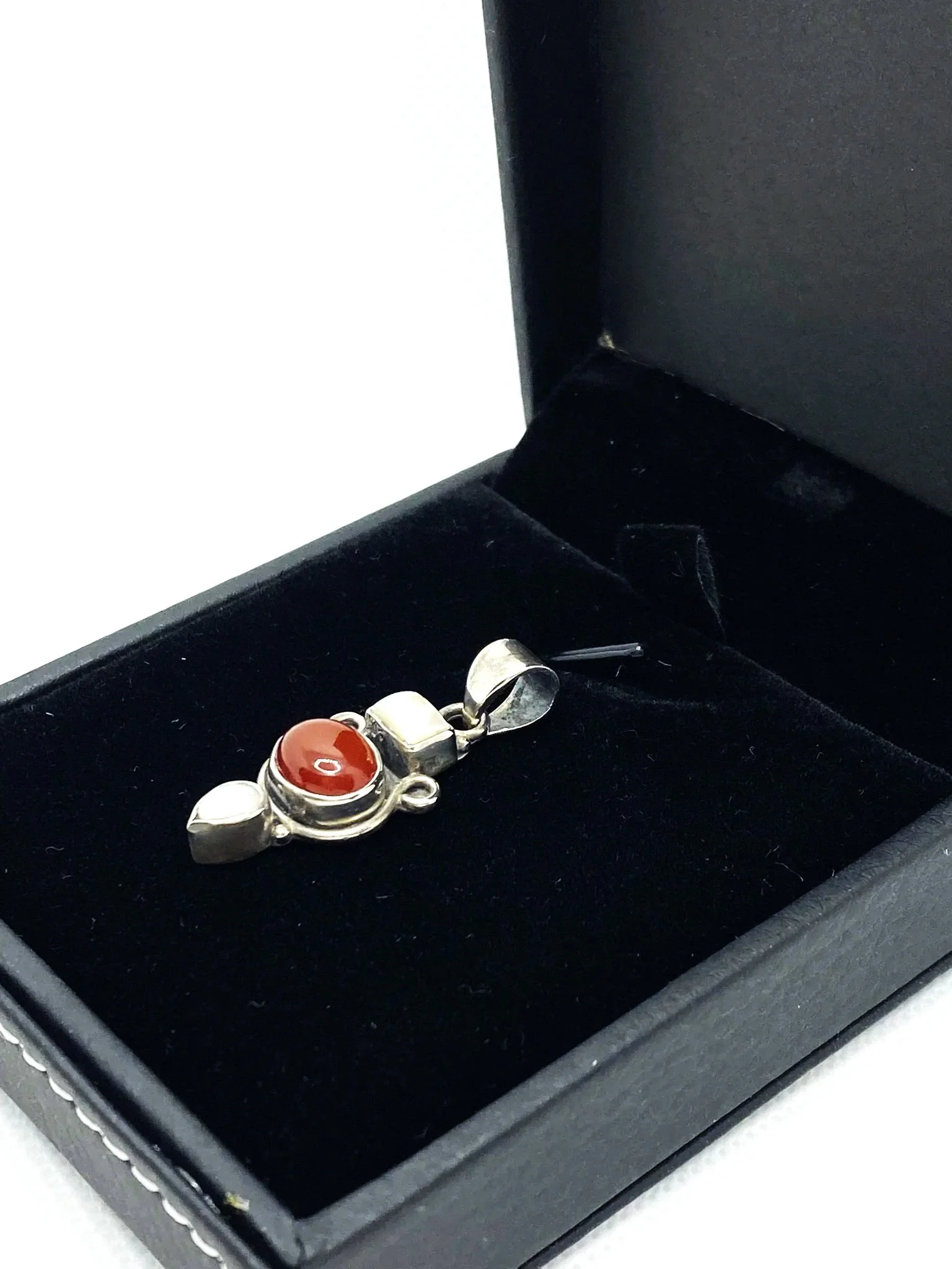 Carnelian & Opal Sterling Silver Pendant