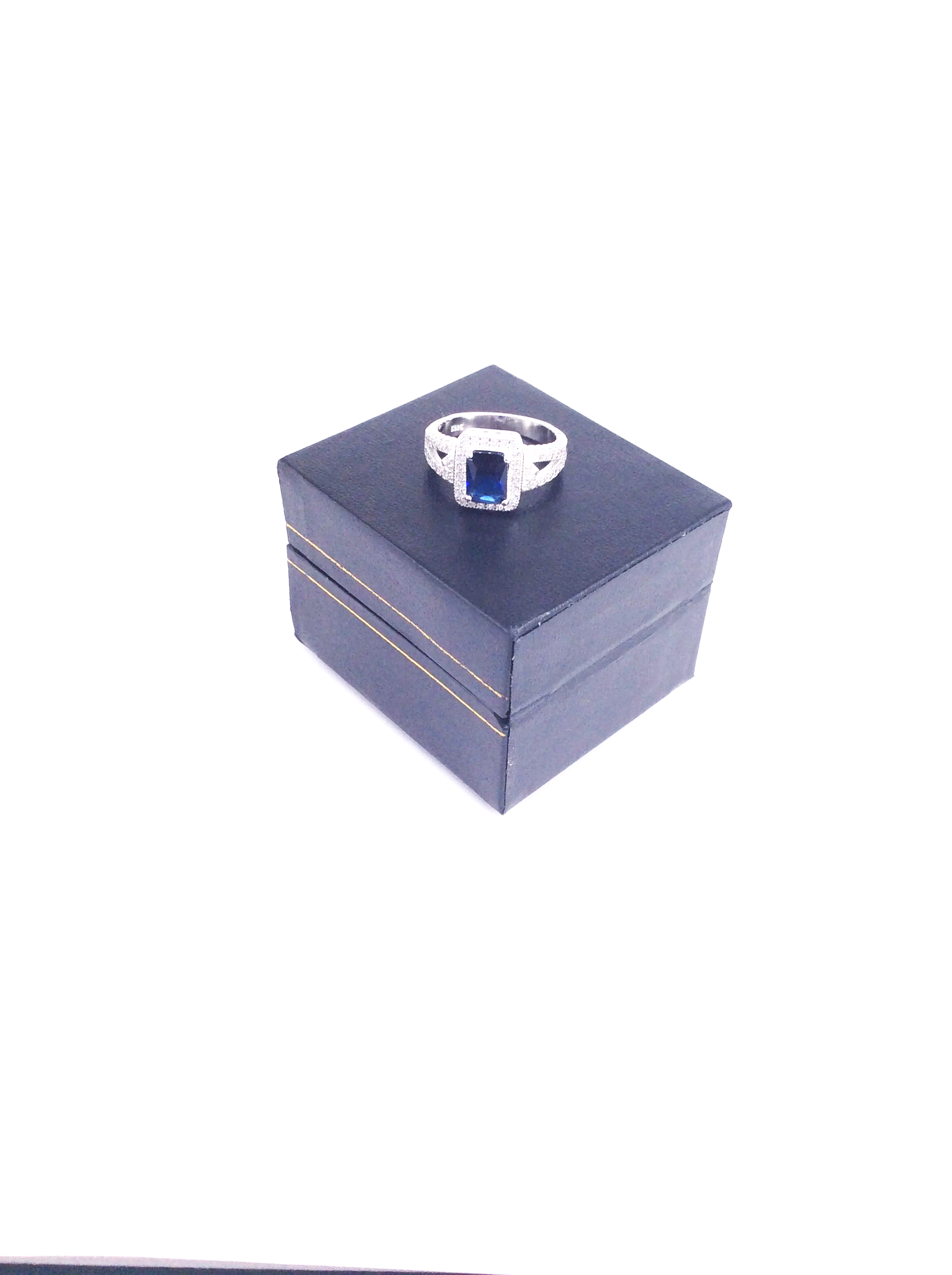 Sapphire & Zircon Sterling Silver Ring