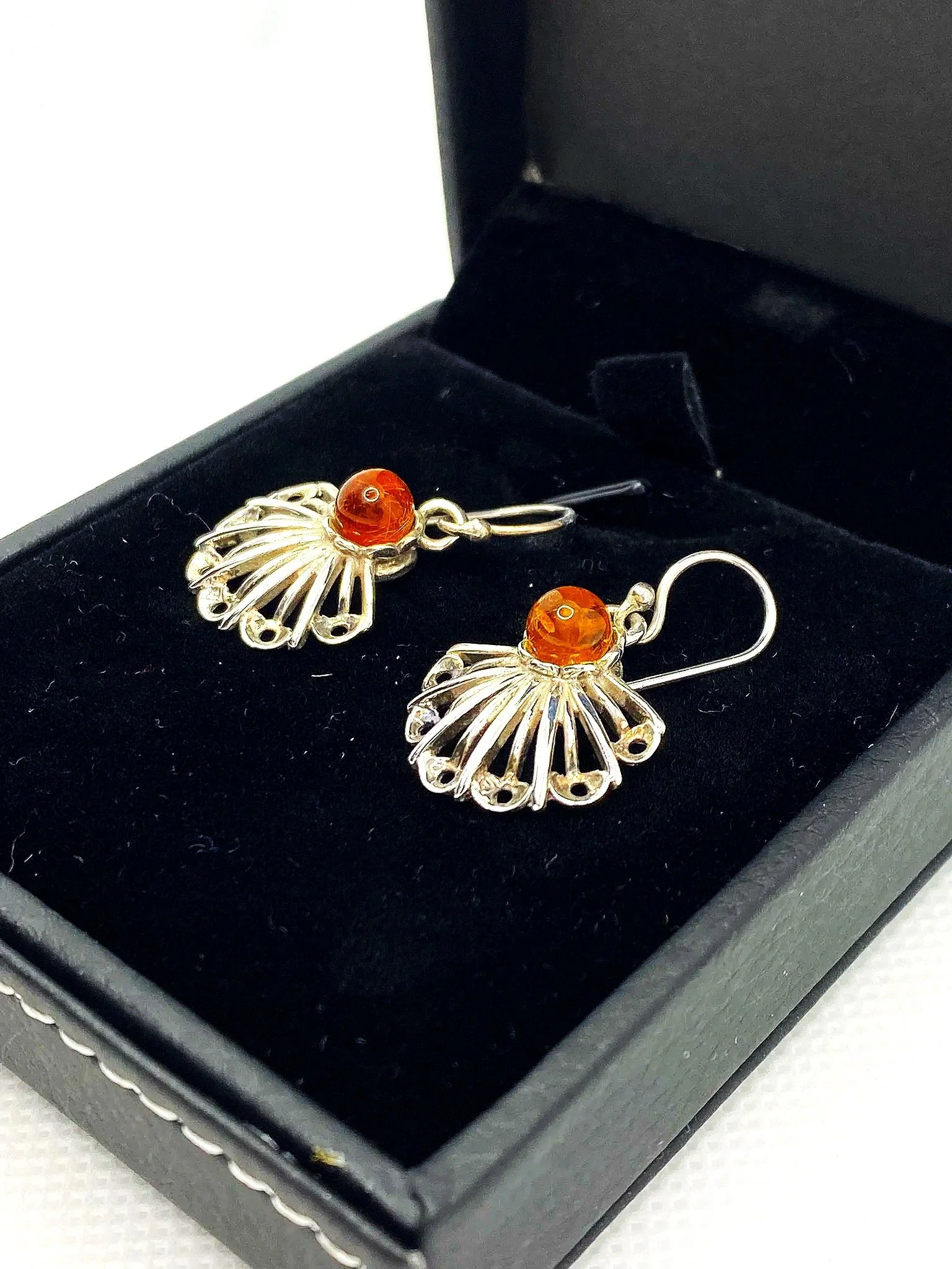 Amber Fantail Sterling Silver Earrings