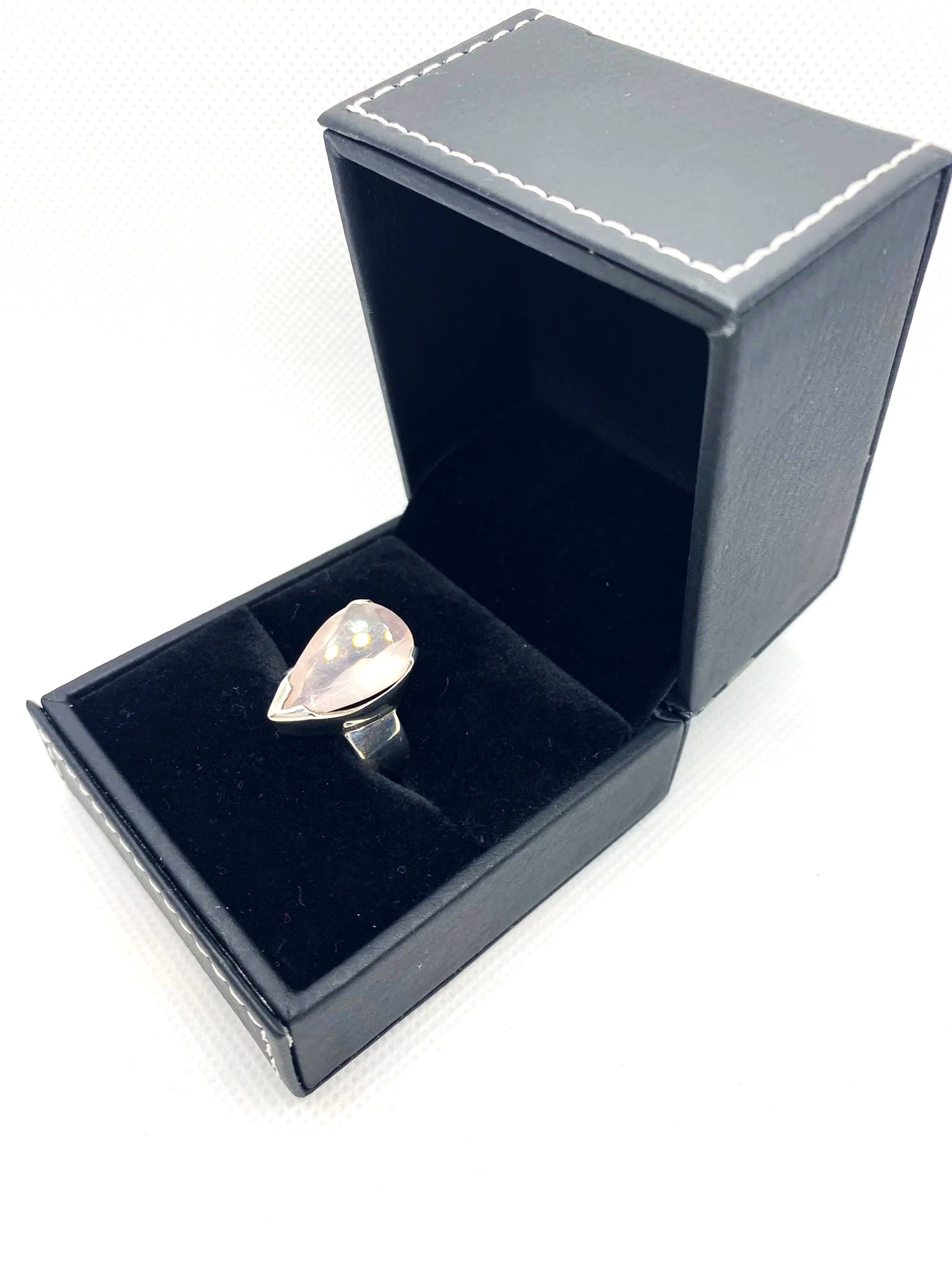 Rose Quartz Pear (S7.5) Sterling Silver Ring