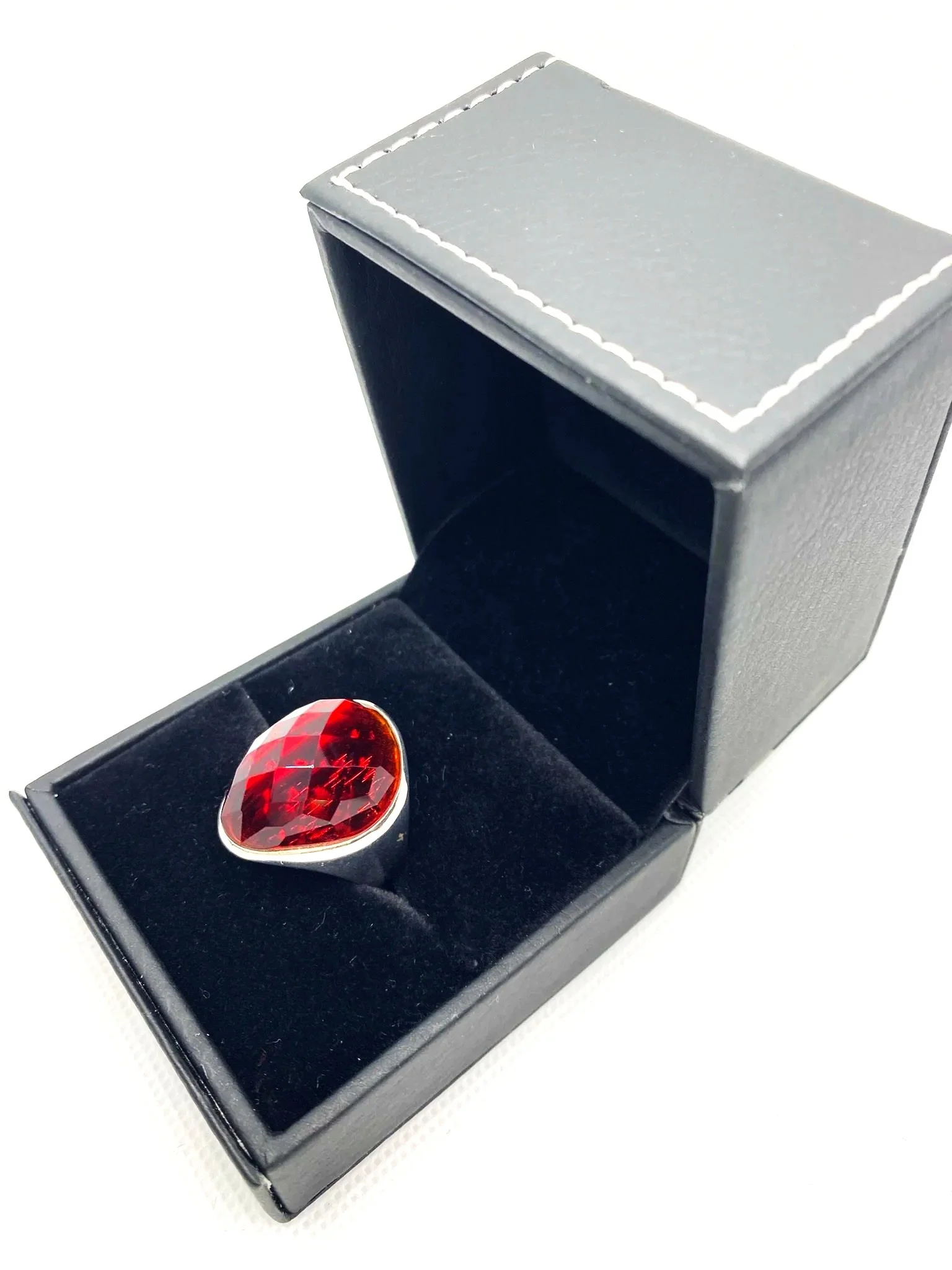 Giant Ruby Faceted (S8.5) Sterling Silver Ring