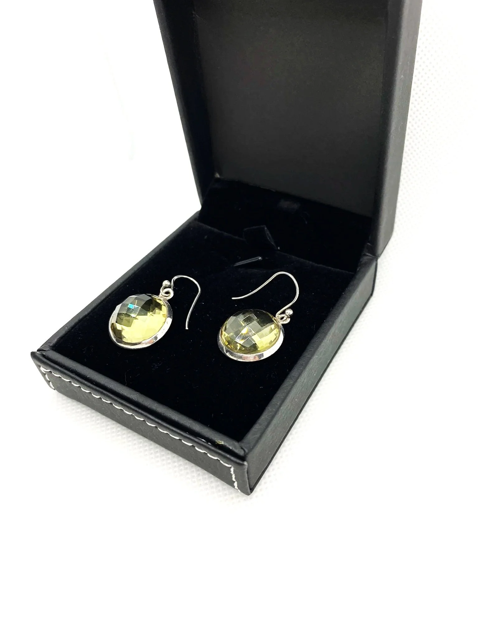 Lemon Quartz Faceted Sterling Silver Earrings