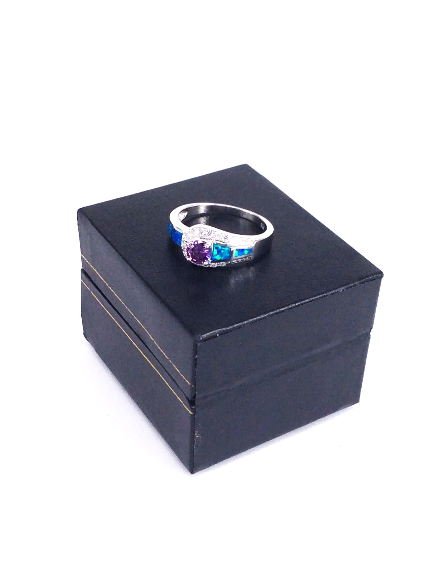 Amethyst Opal & Zircon Band Ring